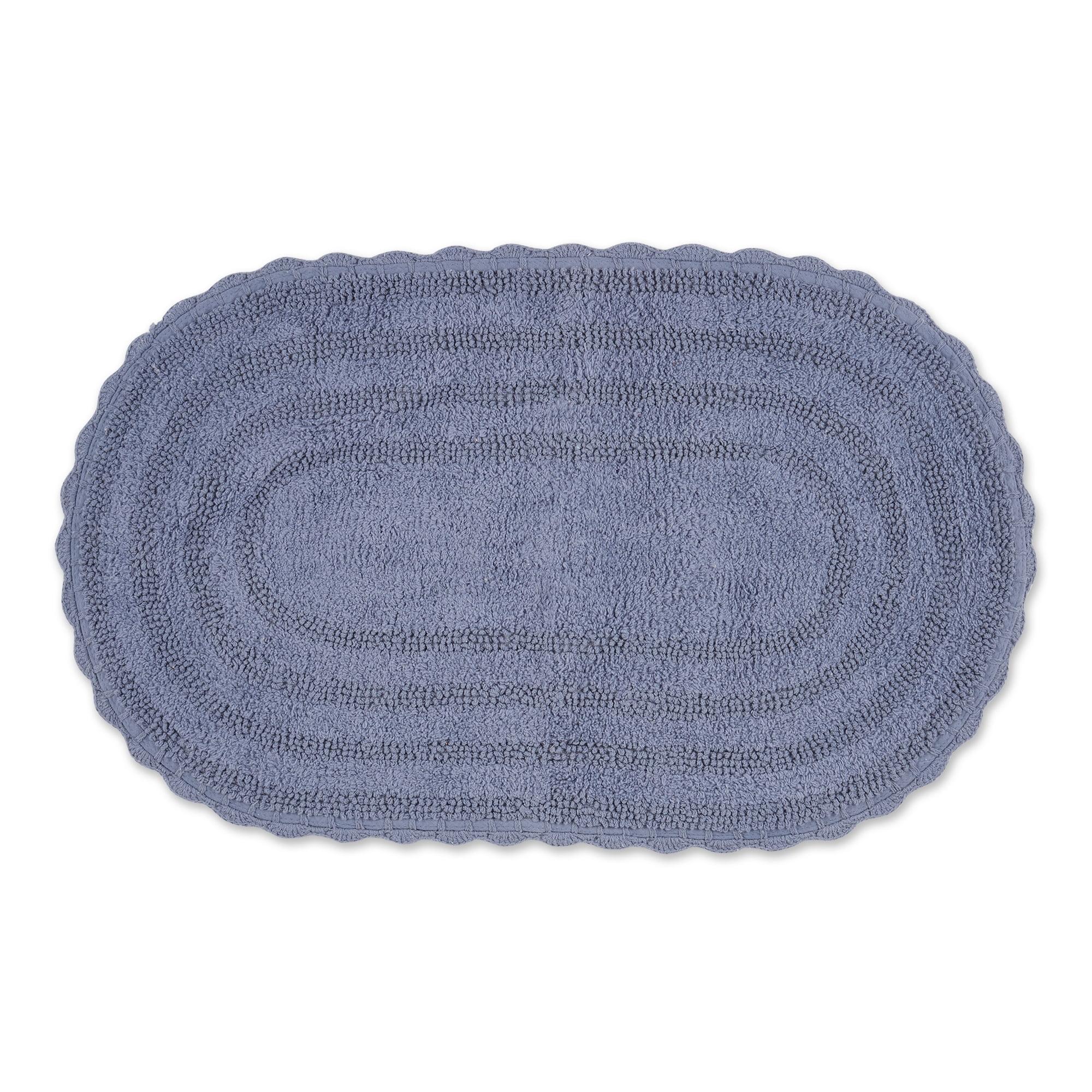 Design Imports Stonewash Blue Large Oval Crochet Bath Mat