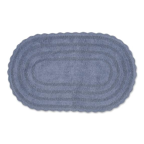 Design Imports Stonewash Blue Large Oval Crochet Bath Mat
