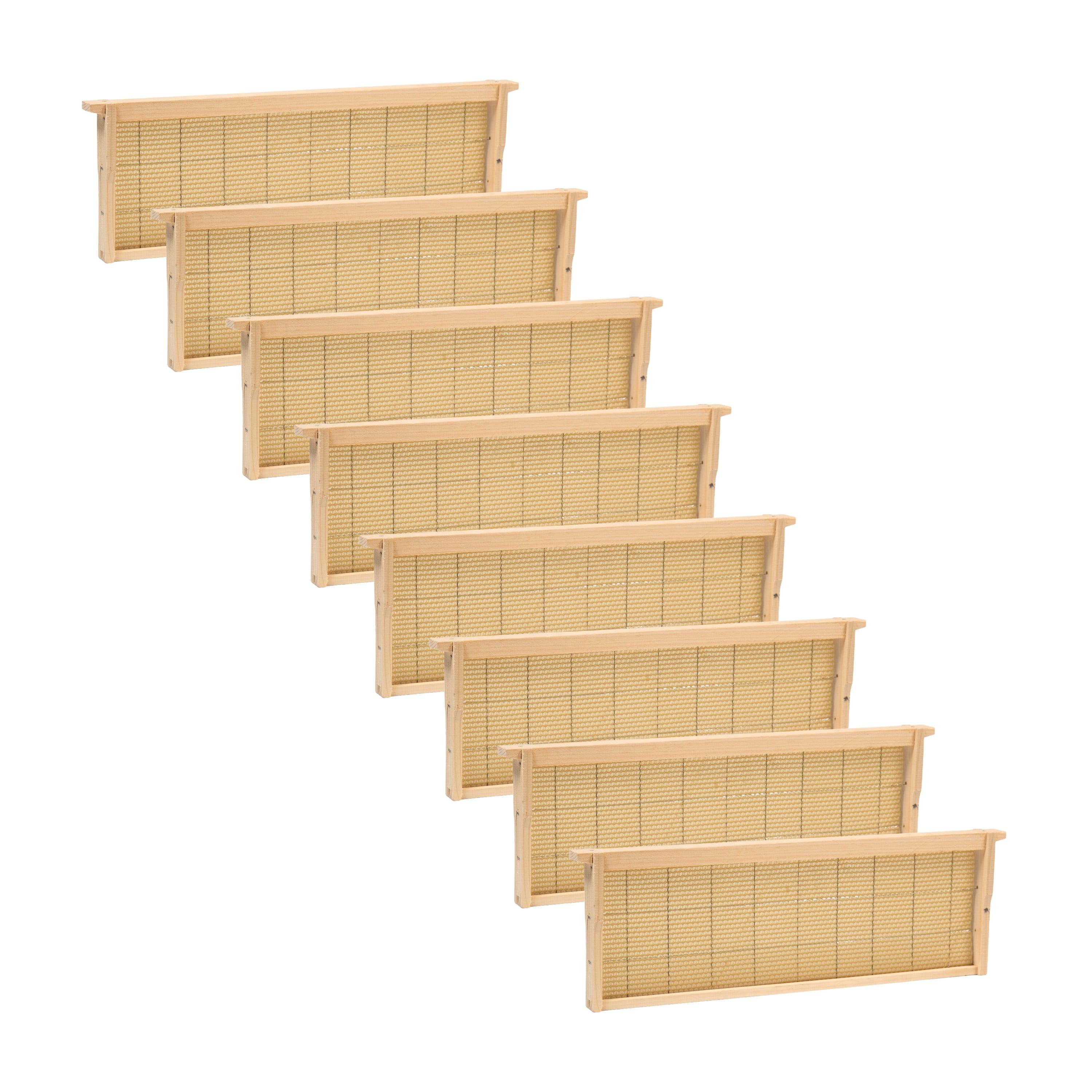 Lehman's Beekeeping Beehive Frame with Wired Beeswax Foundation, Medium Assembled Honey Bee Hive, Amish Made Set of 8