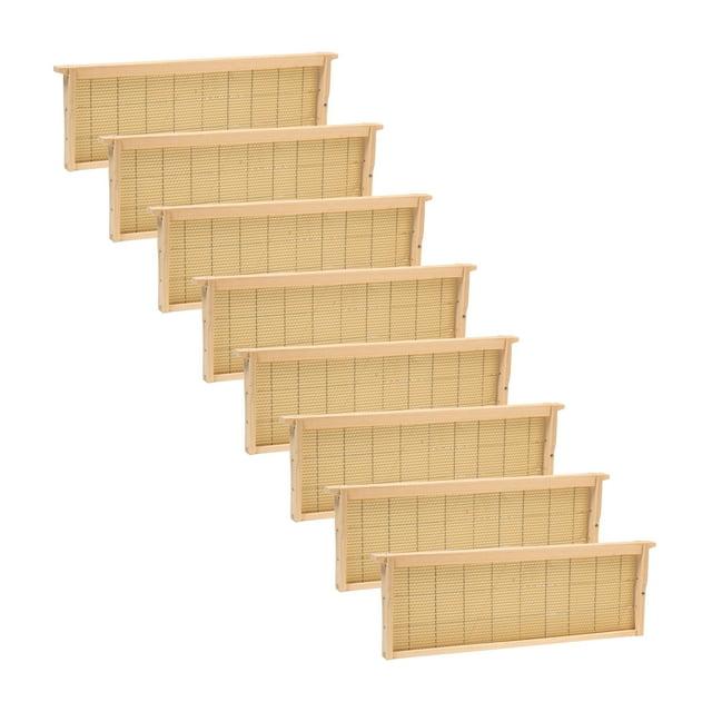 Lehman's Beekeeping Beehive Frame with Wired Beeswax Foundation, Medium Assembled Honey Bee Hive, Amish Made Set of 8