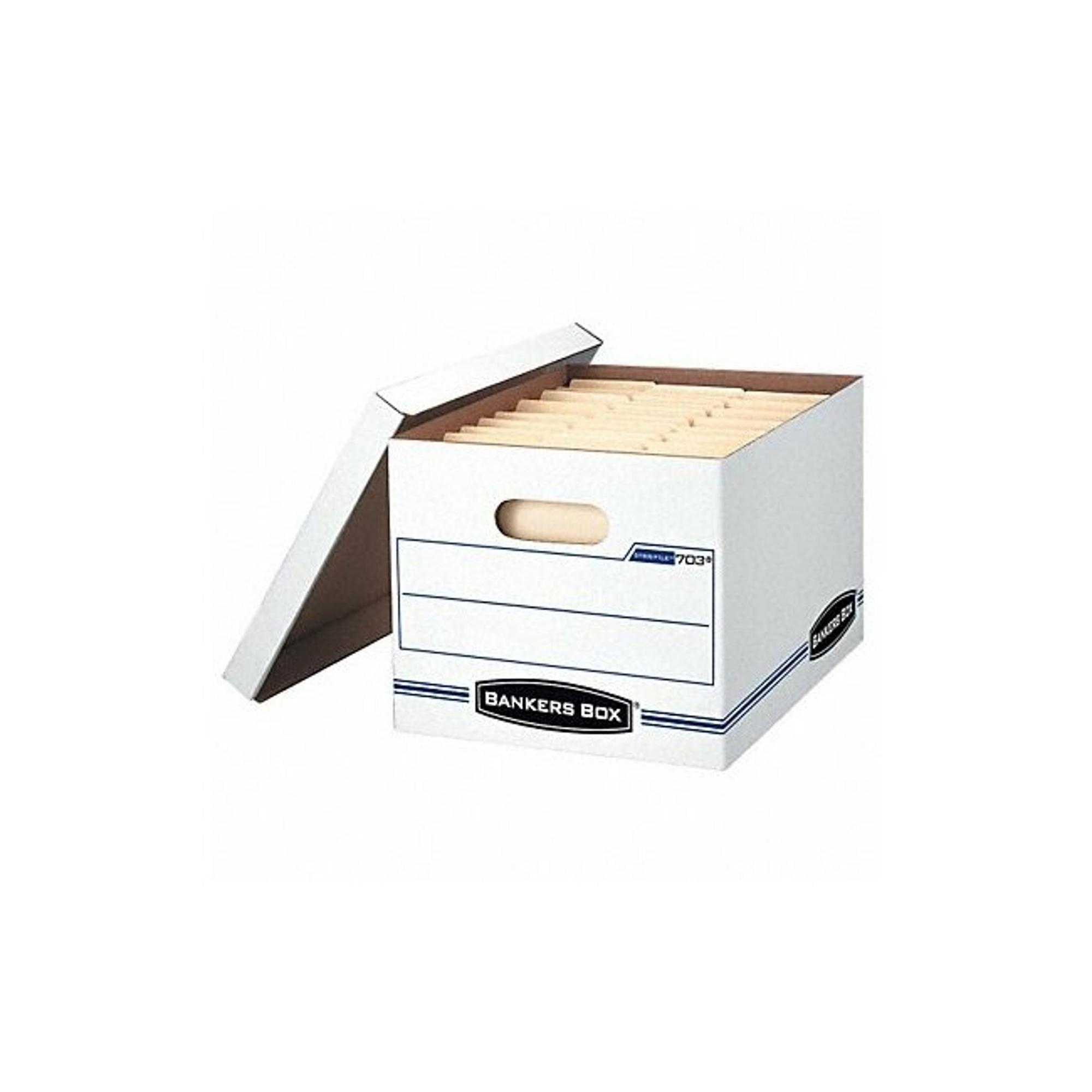 Bankers Box® Stor/File Box w/Lid & Handle, Ltr/Lgl, 12 x 15 x 10, WE/Blue, 12/Ctn