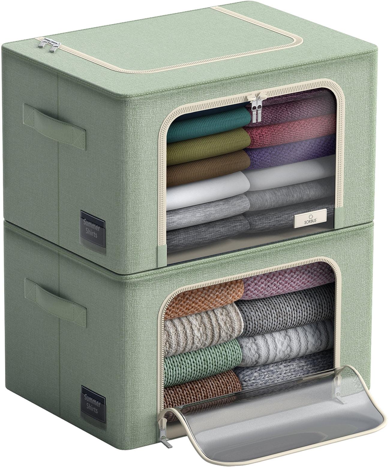 Green Collapsible Fabric Storage Cube with Clear Window