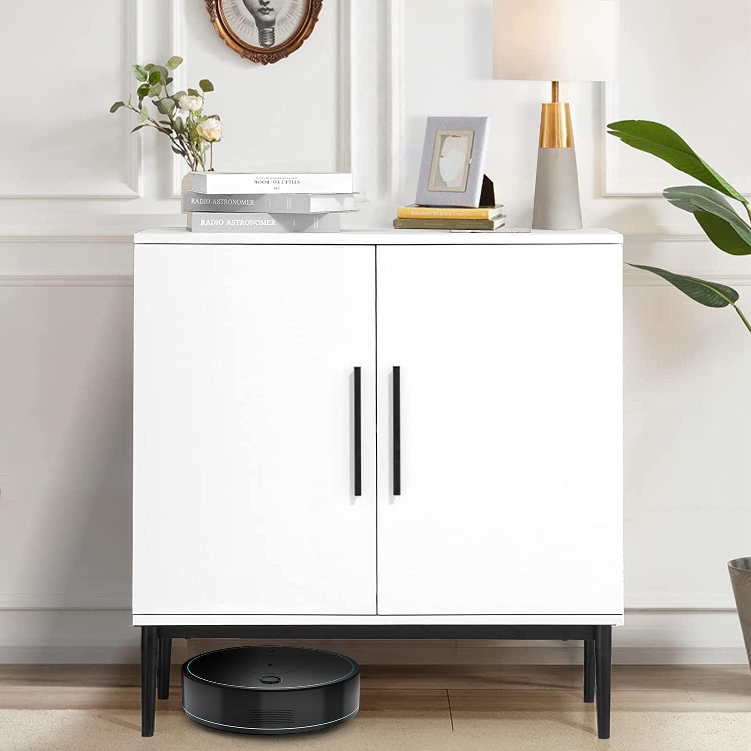 White Modern MDF Sideboard with Metal Base