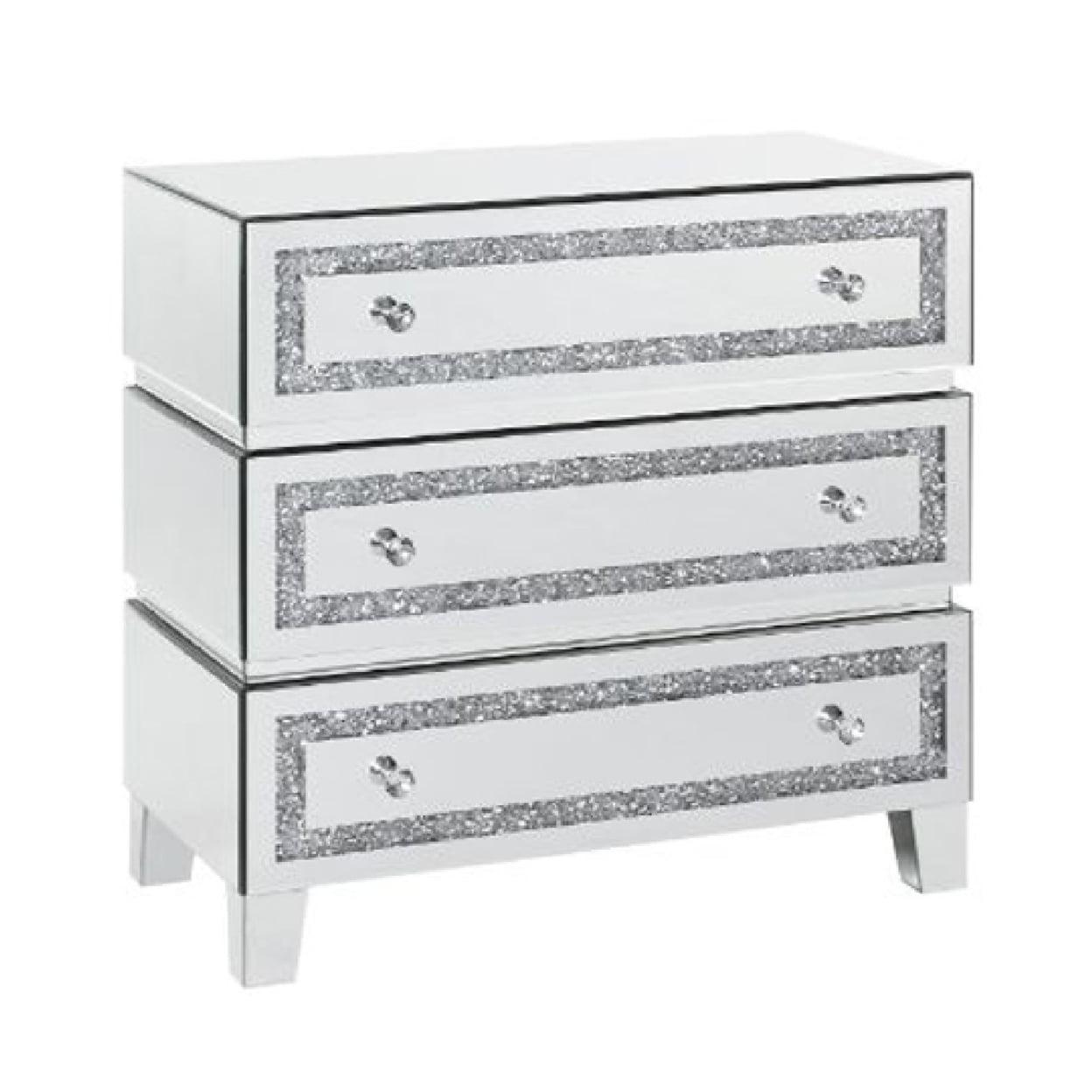 Contemporary Silver Storage Cabinet with Faux Diamond Inlays