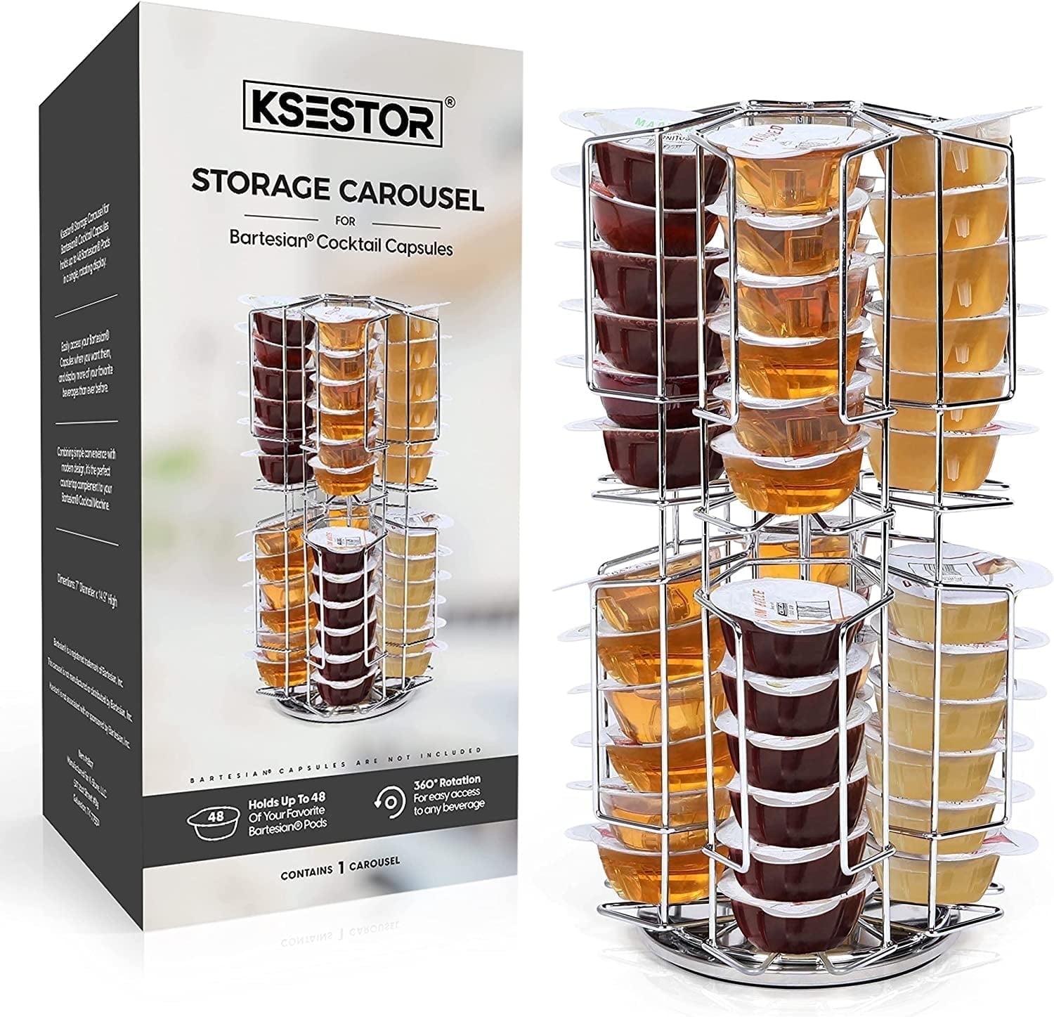 Chrome Rotating Pedestal Bartesian Pod Holder for 48 Capsules