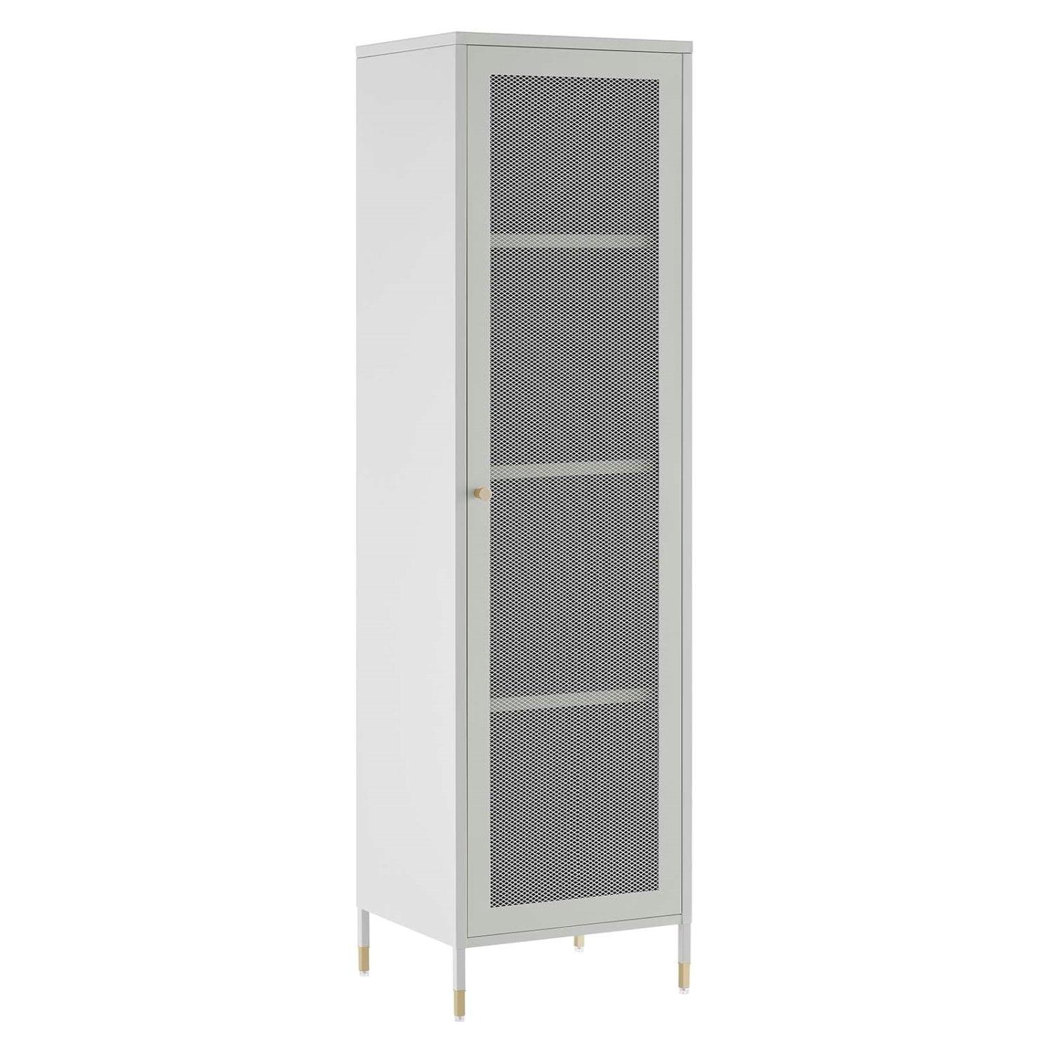 Gray Tall Metal Storage Cabinet with Adjustable Shelves