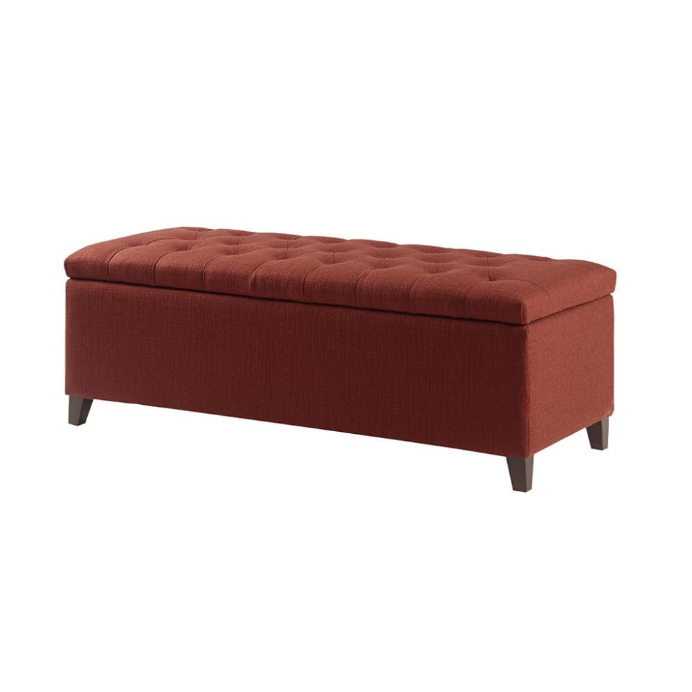 Elegant Rust Red Tufted Polyester Storage Bench with Ample Space