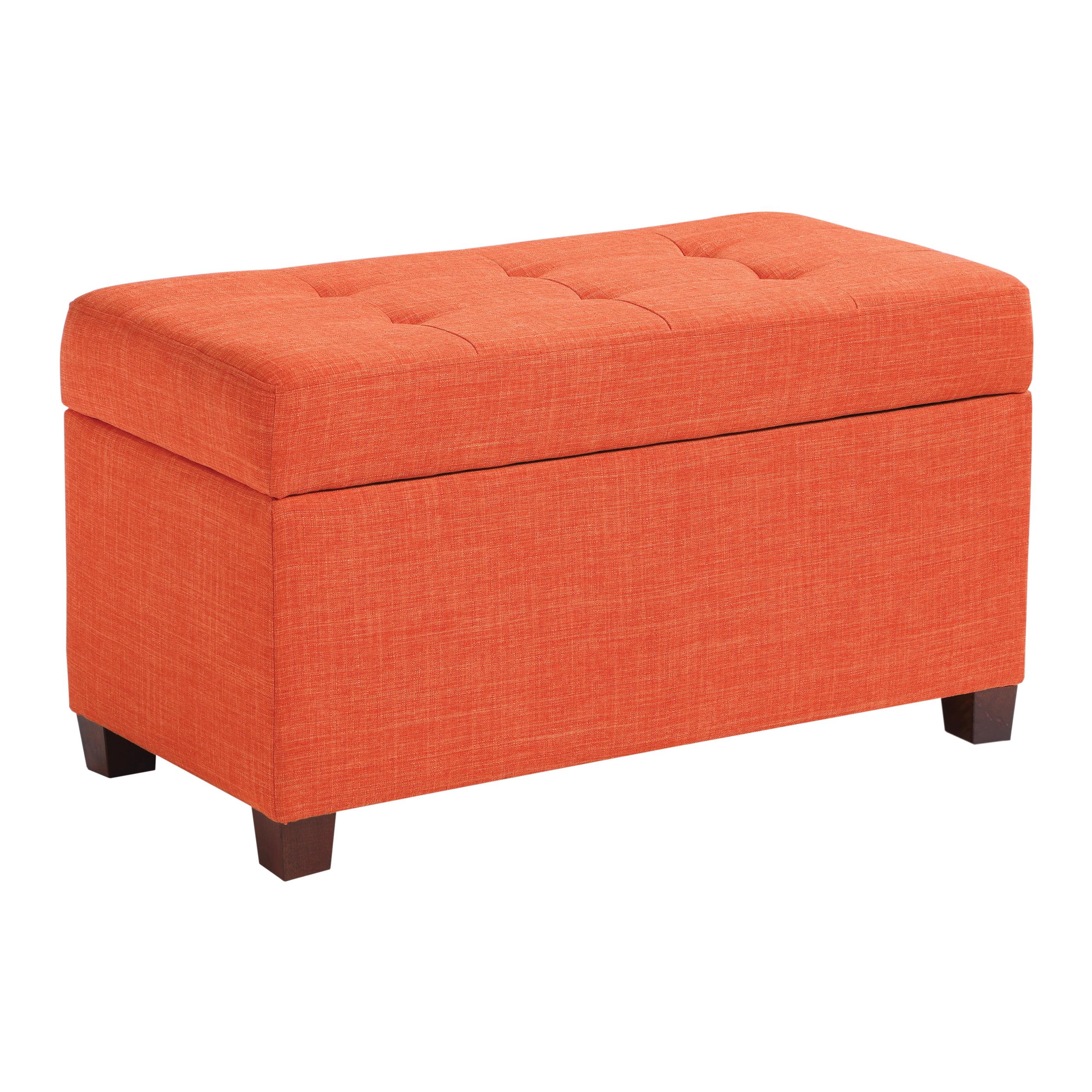 Tangerine Tufted Fabric Storage Ottoman with Soft-Close Hinge