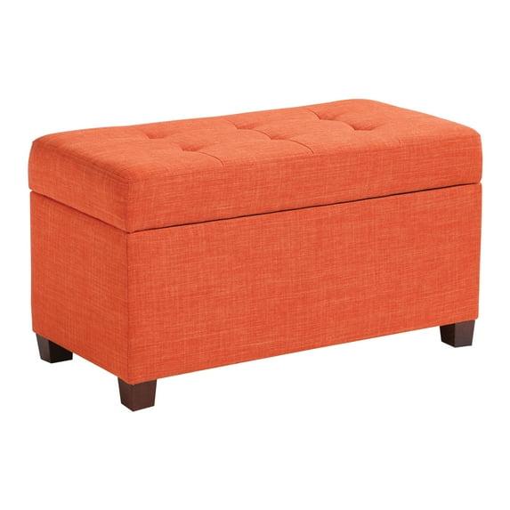 Storage Ottoman in Tangerine Orange Fabric