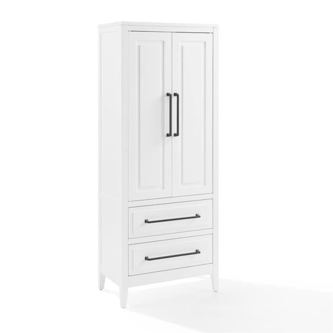 Crosley Genevieve Storage Pantry White: Modern Farmhouse Design, 2 Doors, 2 Drawers, Adjustable Shelves