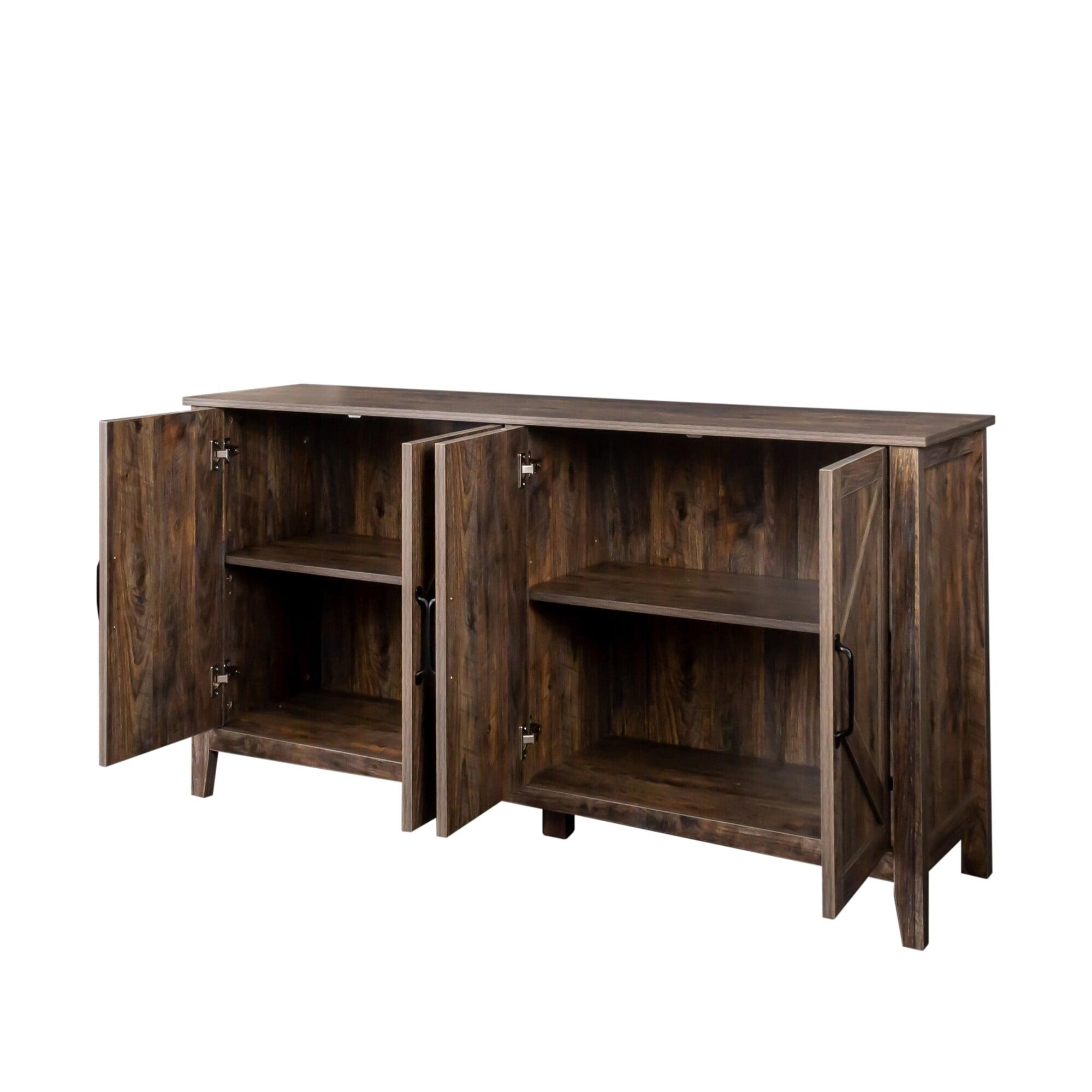 Storage Sideboard Cabinet with 4 Doors and 4 Shelgves Brown