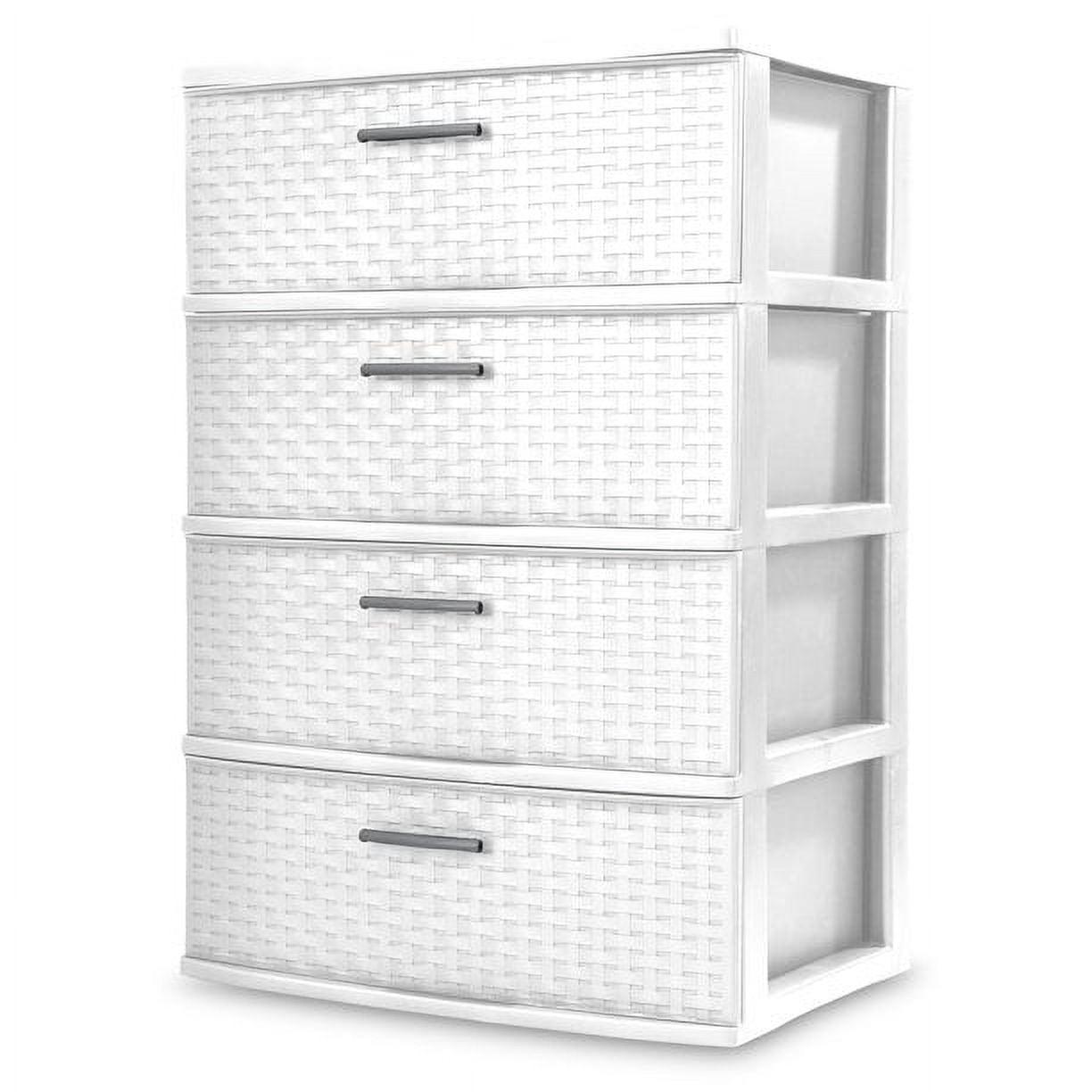 Sterilite 4 Drawer Wide Weave Tower White