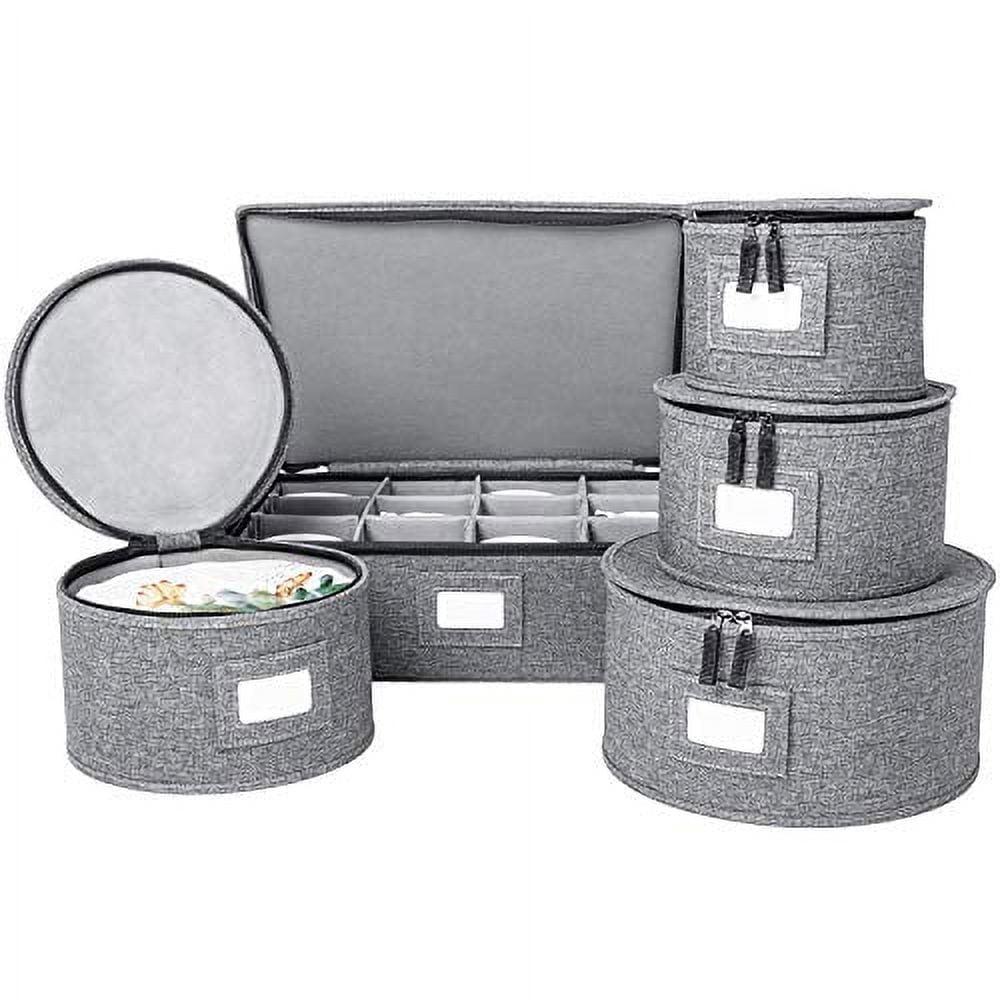 Storagelab China Storage Set, Hard Shell and Stackable, Felt Plate Dividers Included, Gray