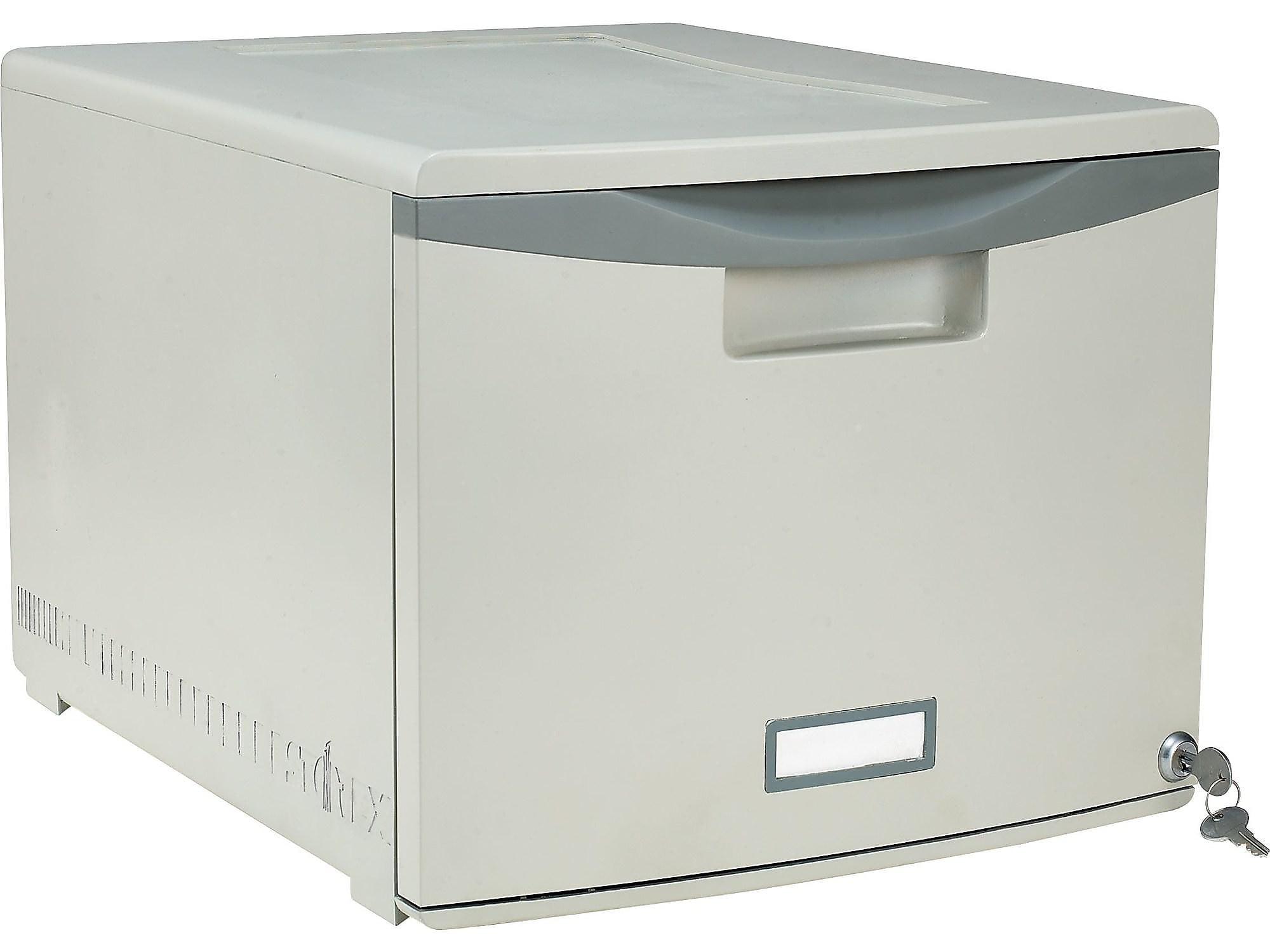 Gray Lockable Stackable Plastic File Storage Drawer