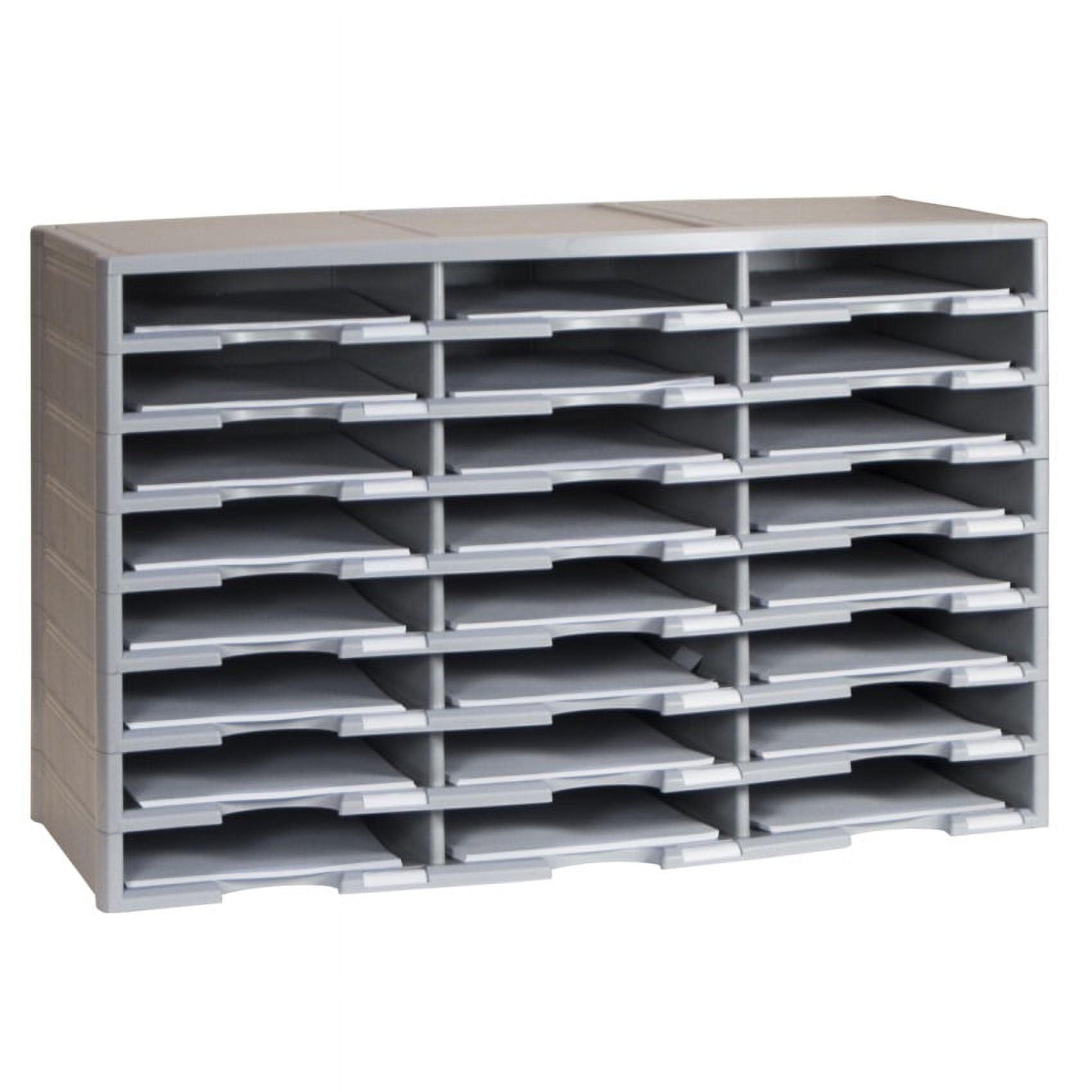 Gray 24-Compartment Polystyrene Literature Organizer