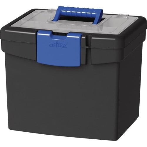 Black and Blue Plastic File Storage Box with XL Lid