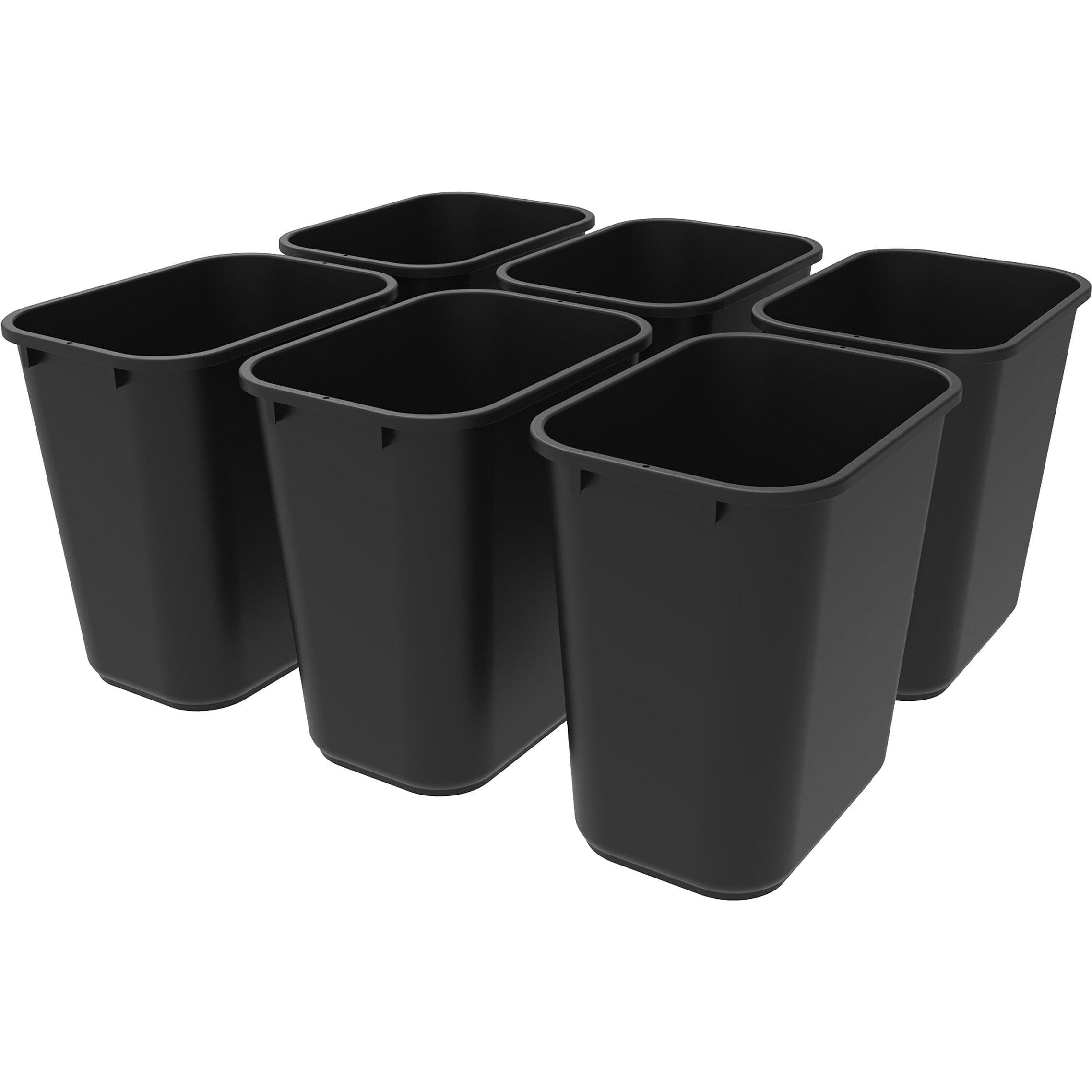 Storex Black Rectangular Plastic Office Waste Basket Set