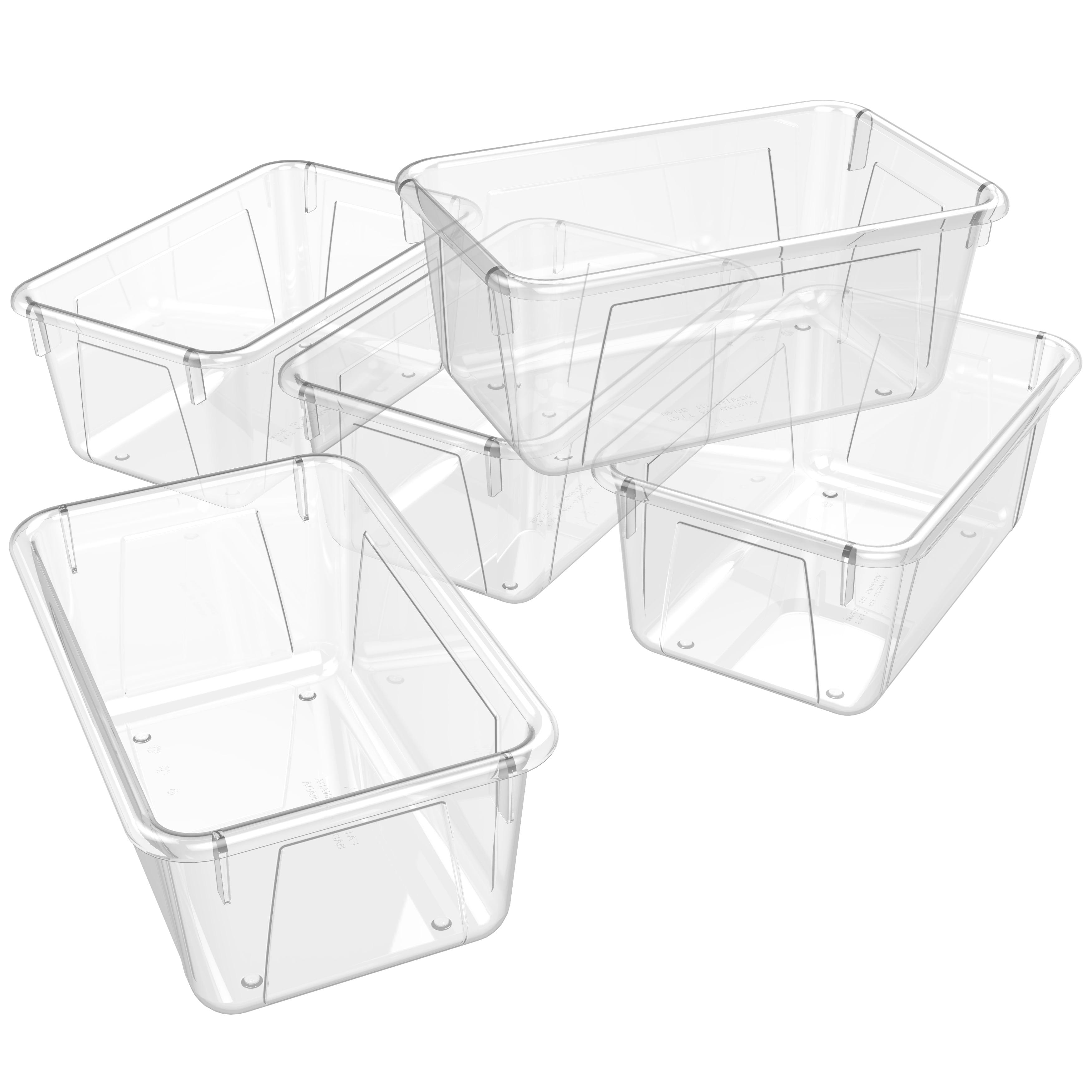 Clear Plastic Kids' Cubby Storage Bins, 5-Pack