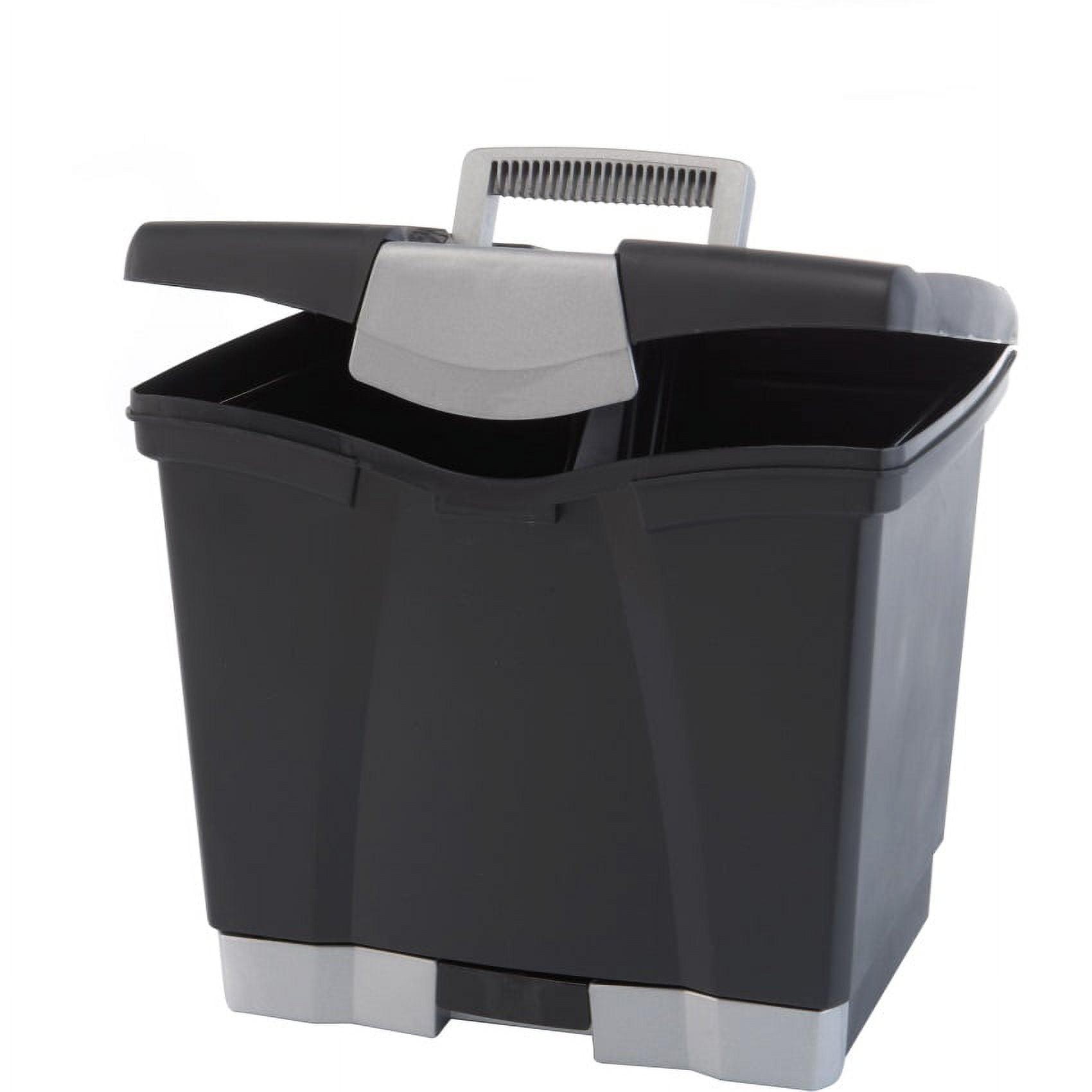 Black and Gray Portable File Storage Box with Handle