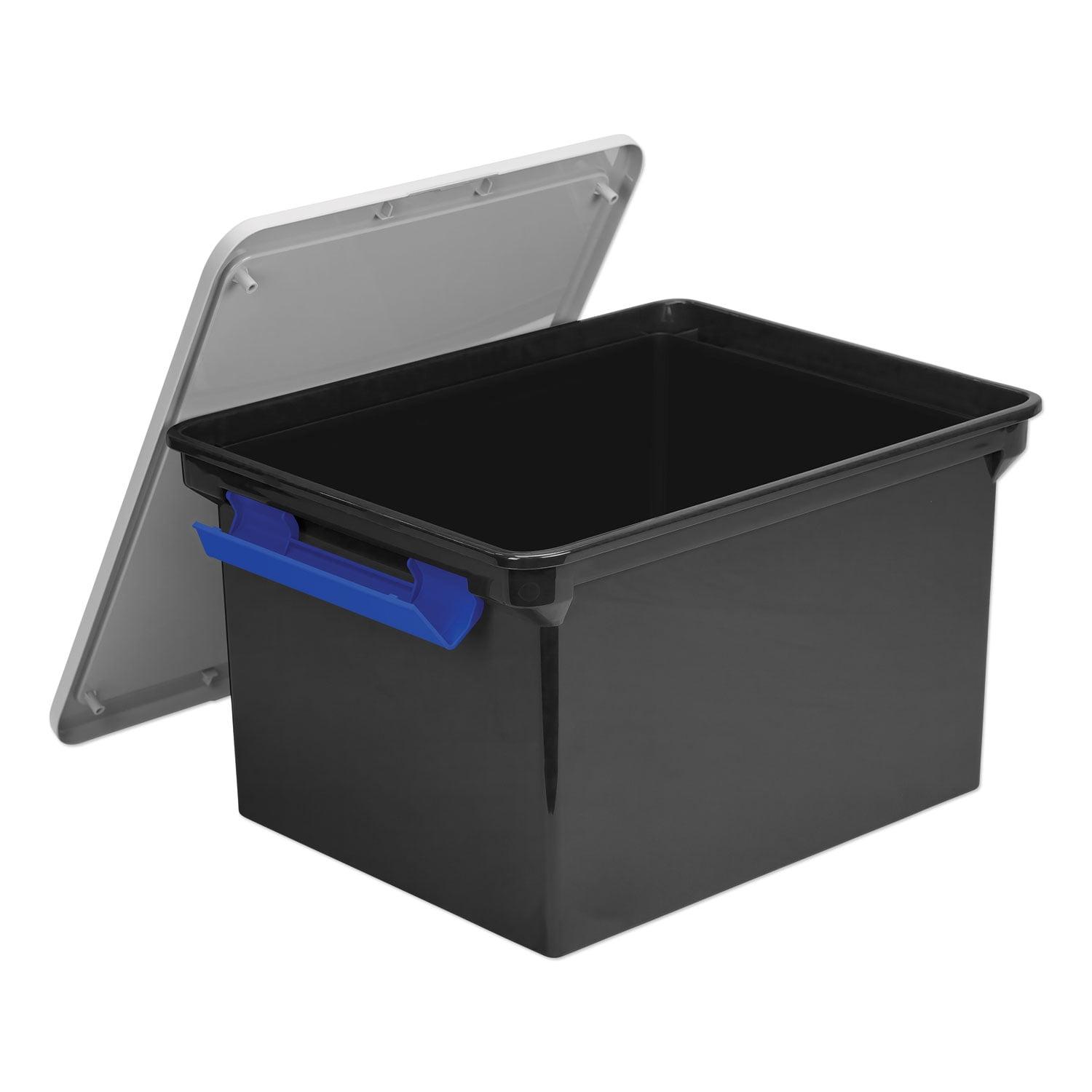 Portable File Tote with Locking Handle Storage Box