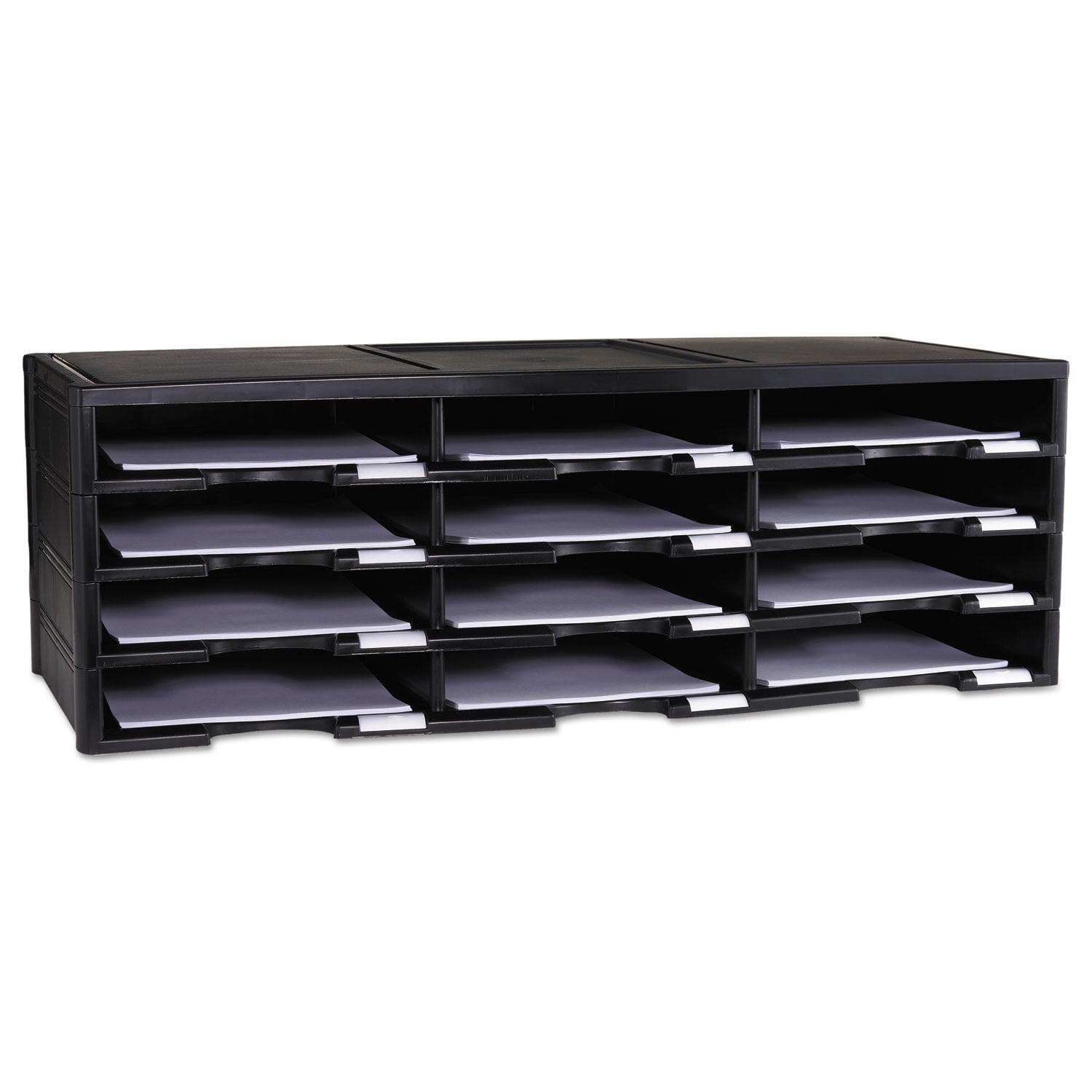 Black Recycled Plastic 12-Compartment Literature Organizer