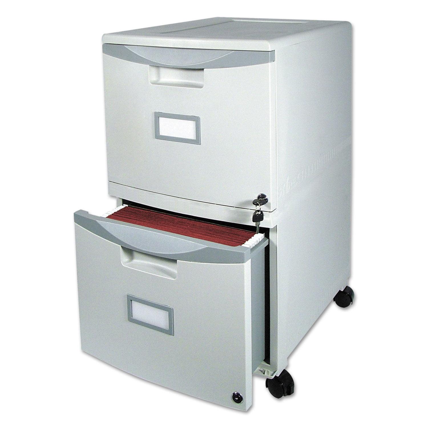 Gray Mobile 2-Drawer Lockable File Cabinet with Casters