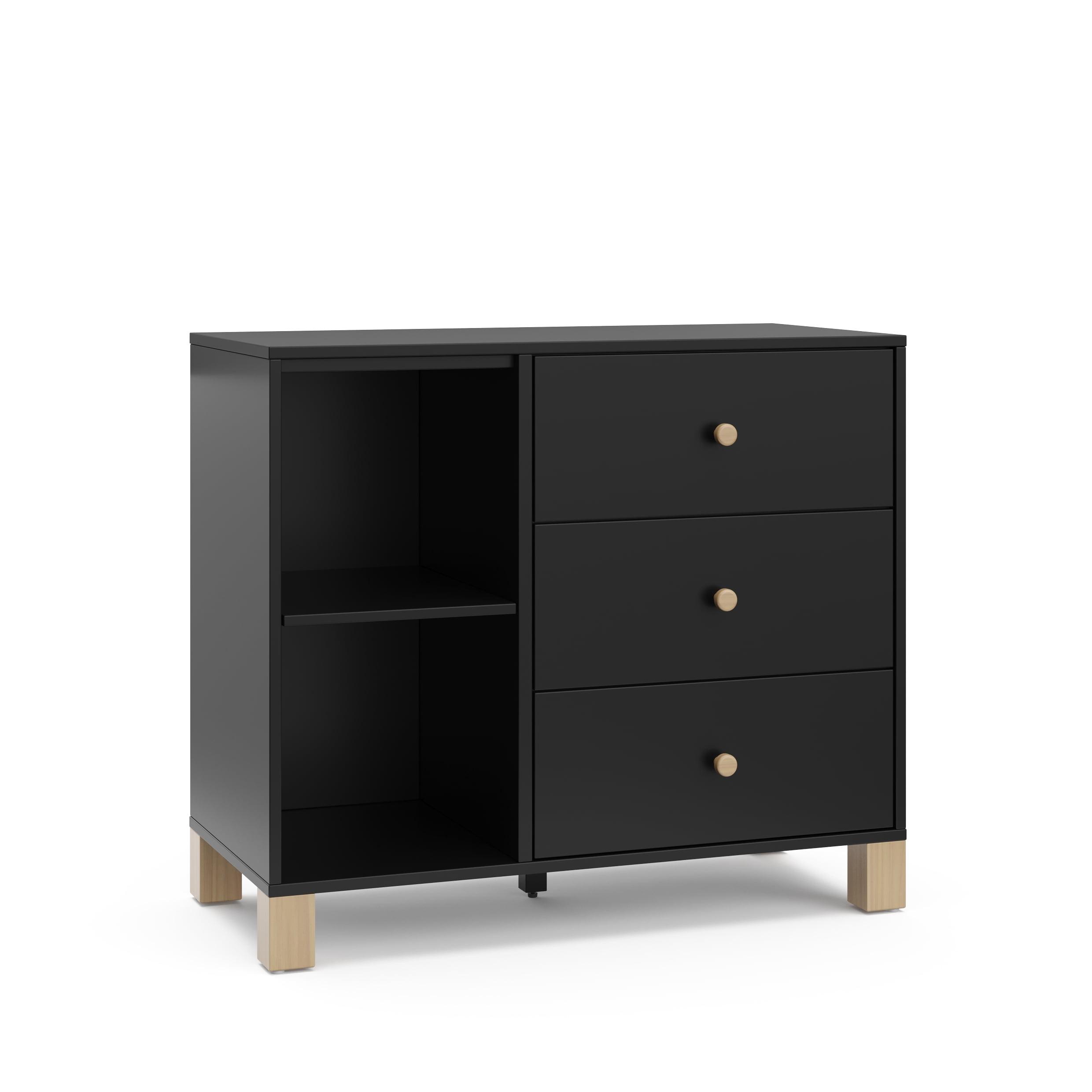 Black and Driftwood 3-Drawer Combo Nursery Dresser