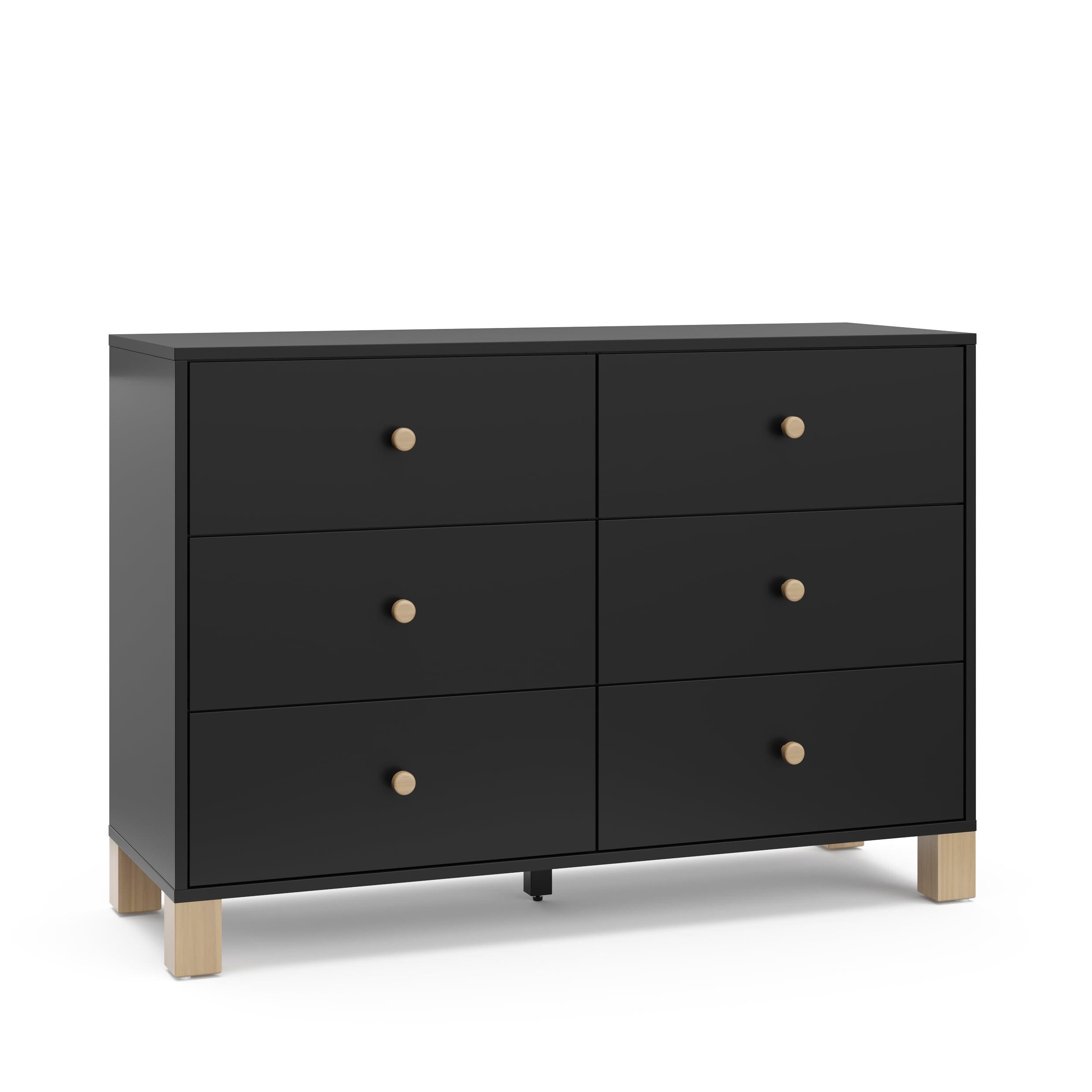 Black and Driftwood 6-Drawer Nursery Dresser