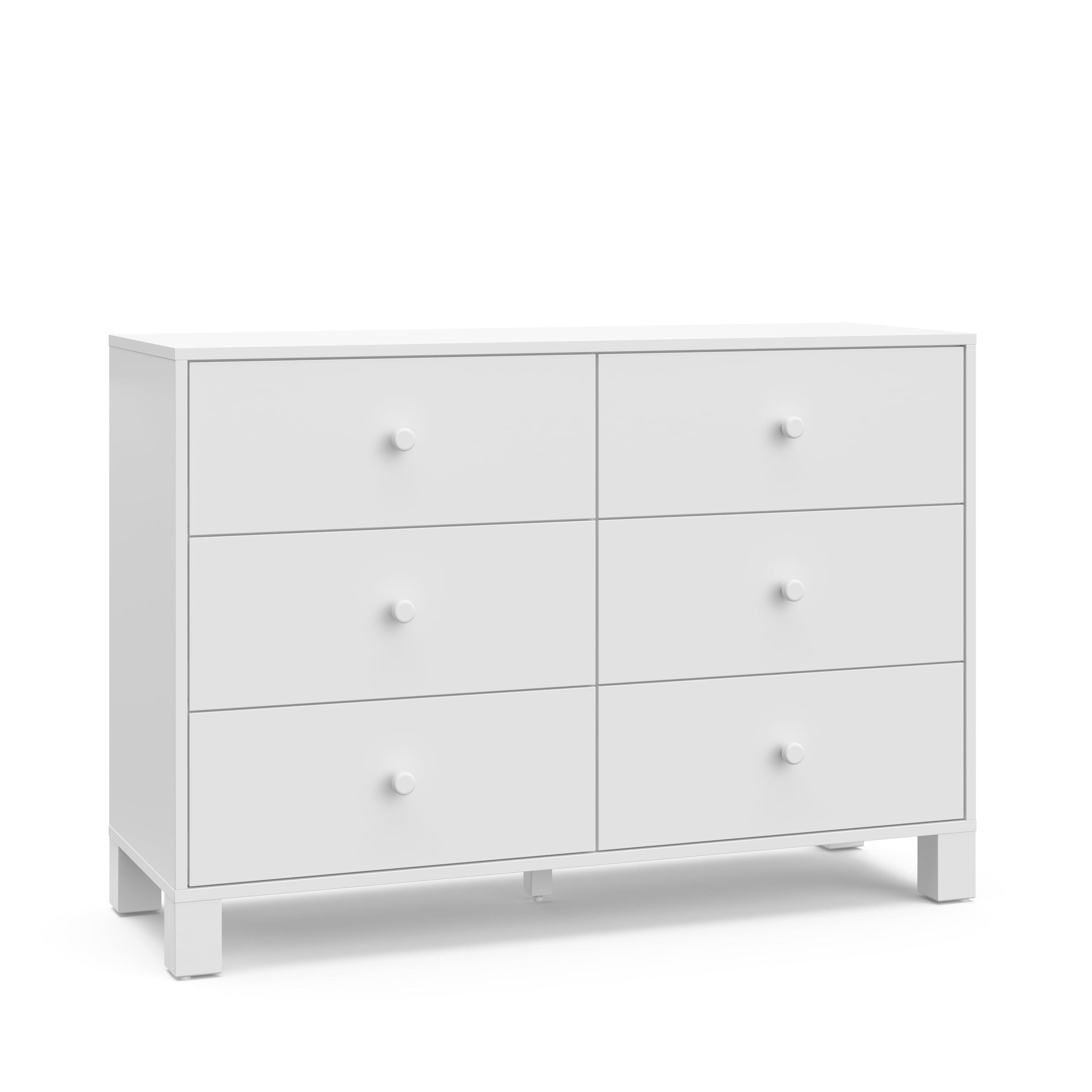 White Wood 6-Drawer Nursery Dresser with Safety Features