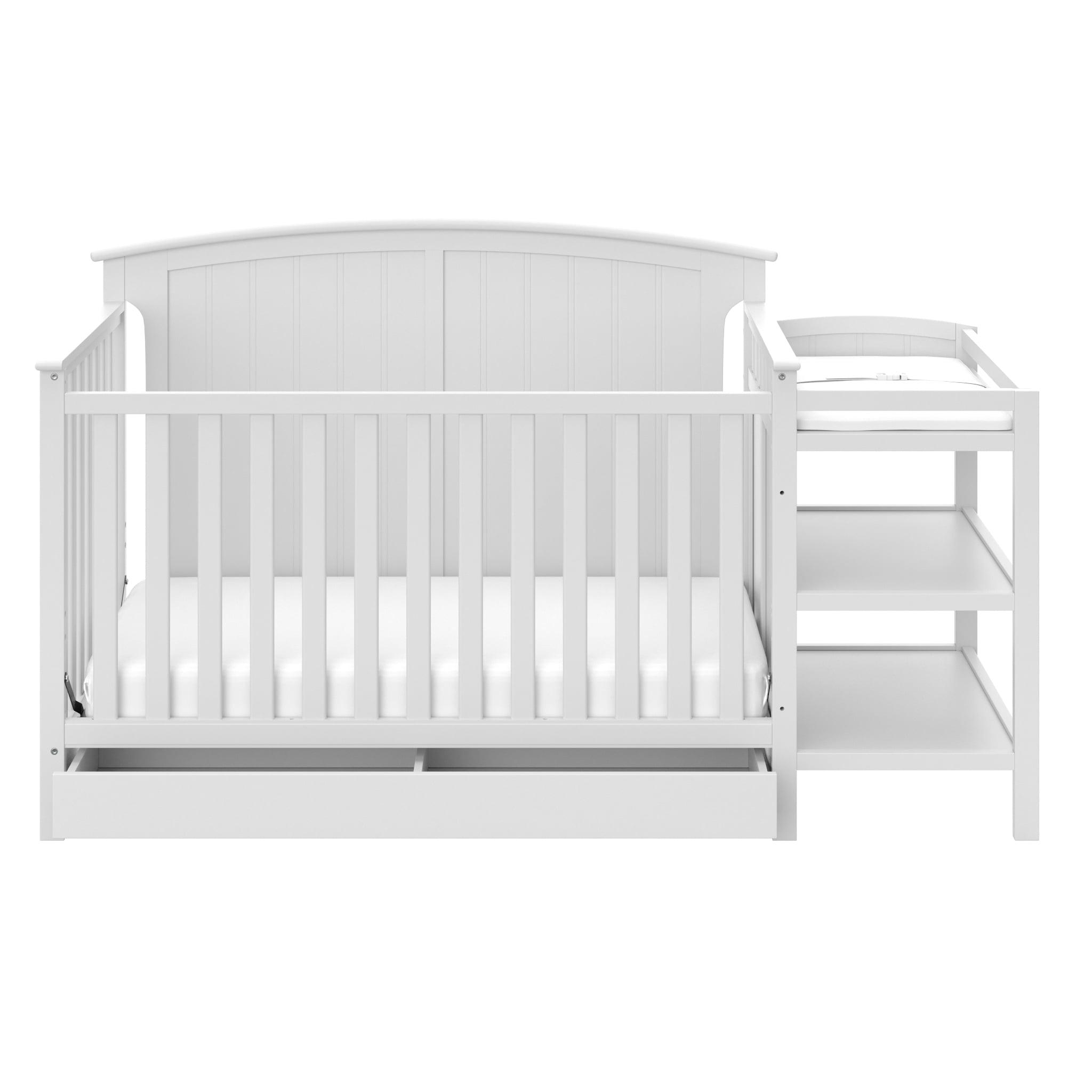 White 4-in-1 Convertible Crib with Changer and Drawer