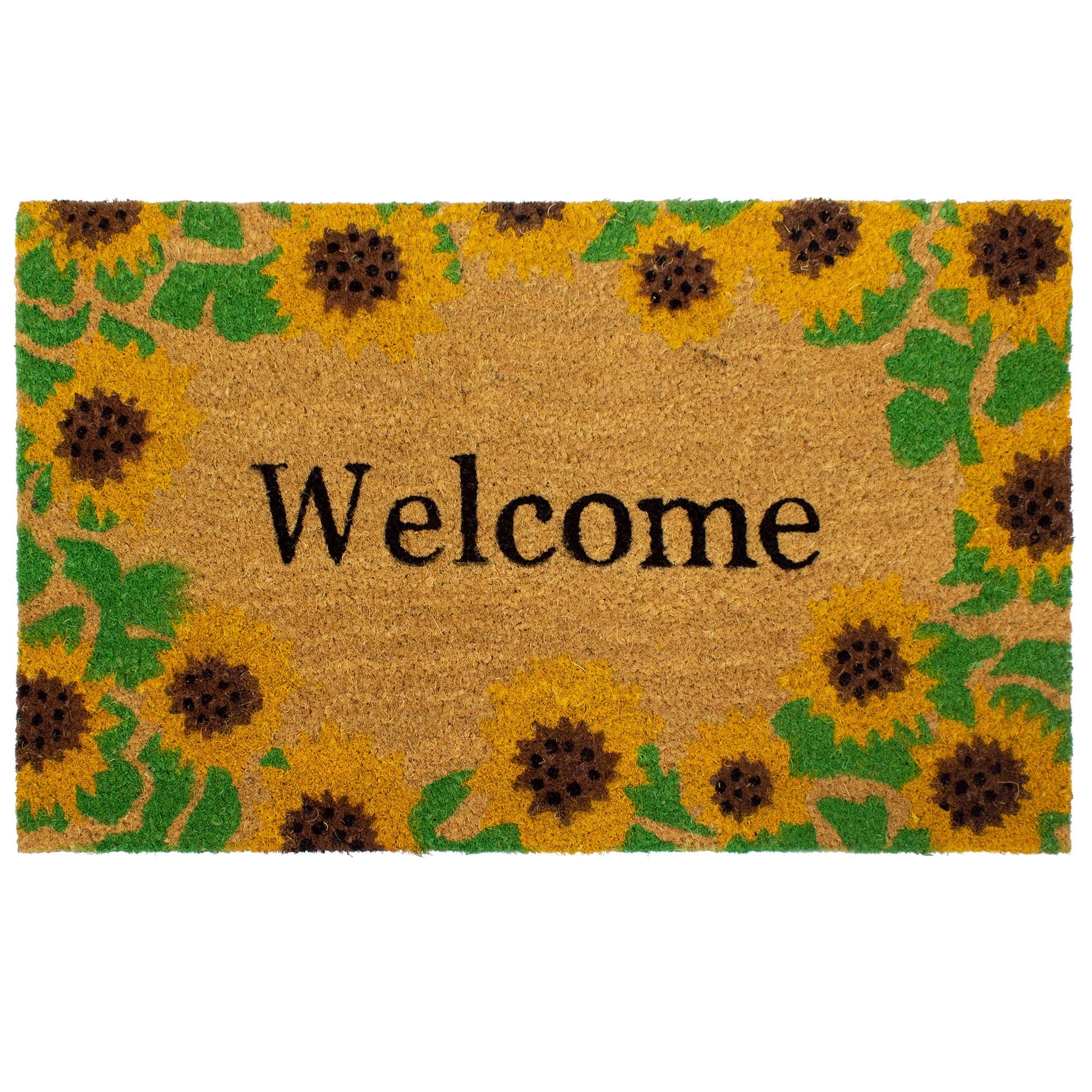 Storm Stopper All Weather Welcome With Sunflowers Indoor/Outdoor Printed Coir Mat