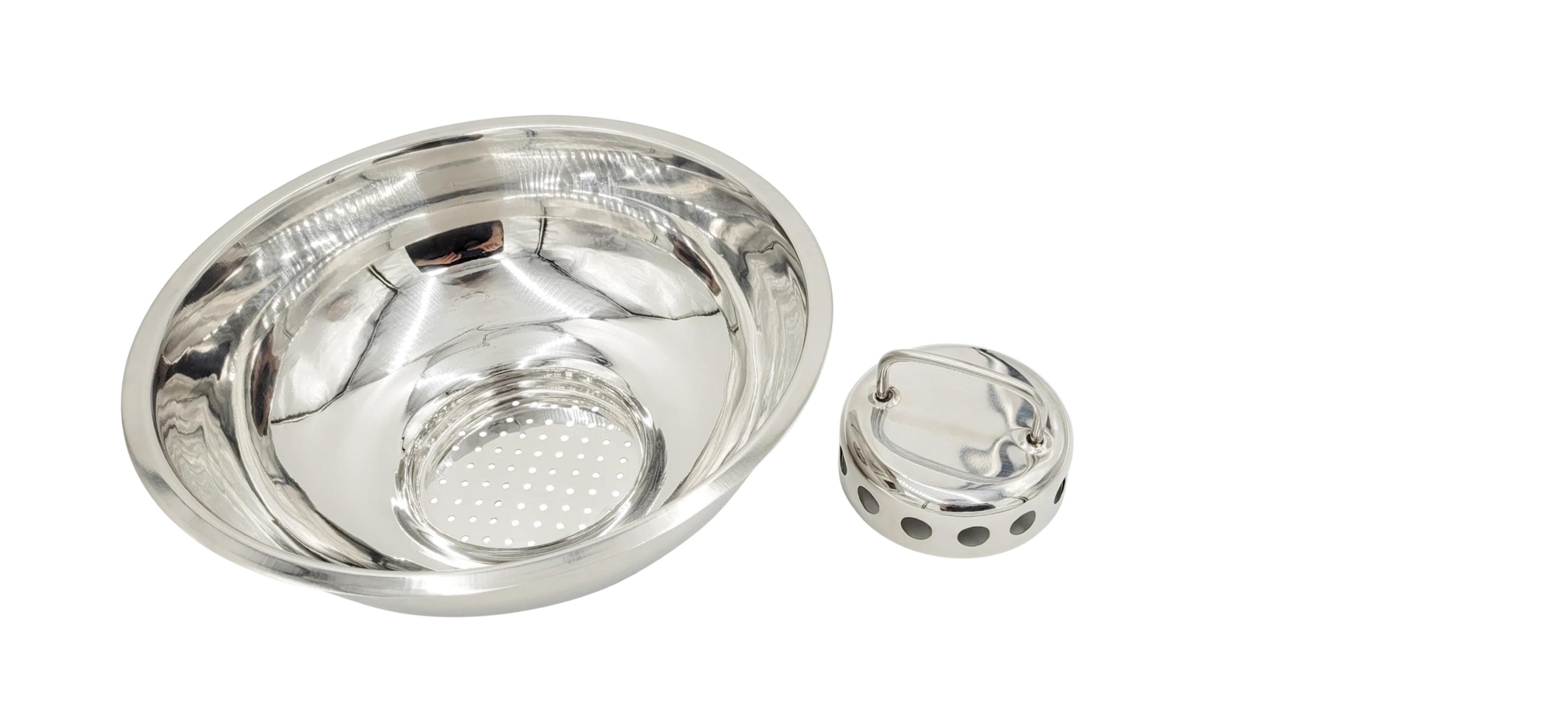 Large Stainless Steel Strainer with Plug Insert