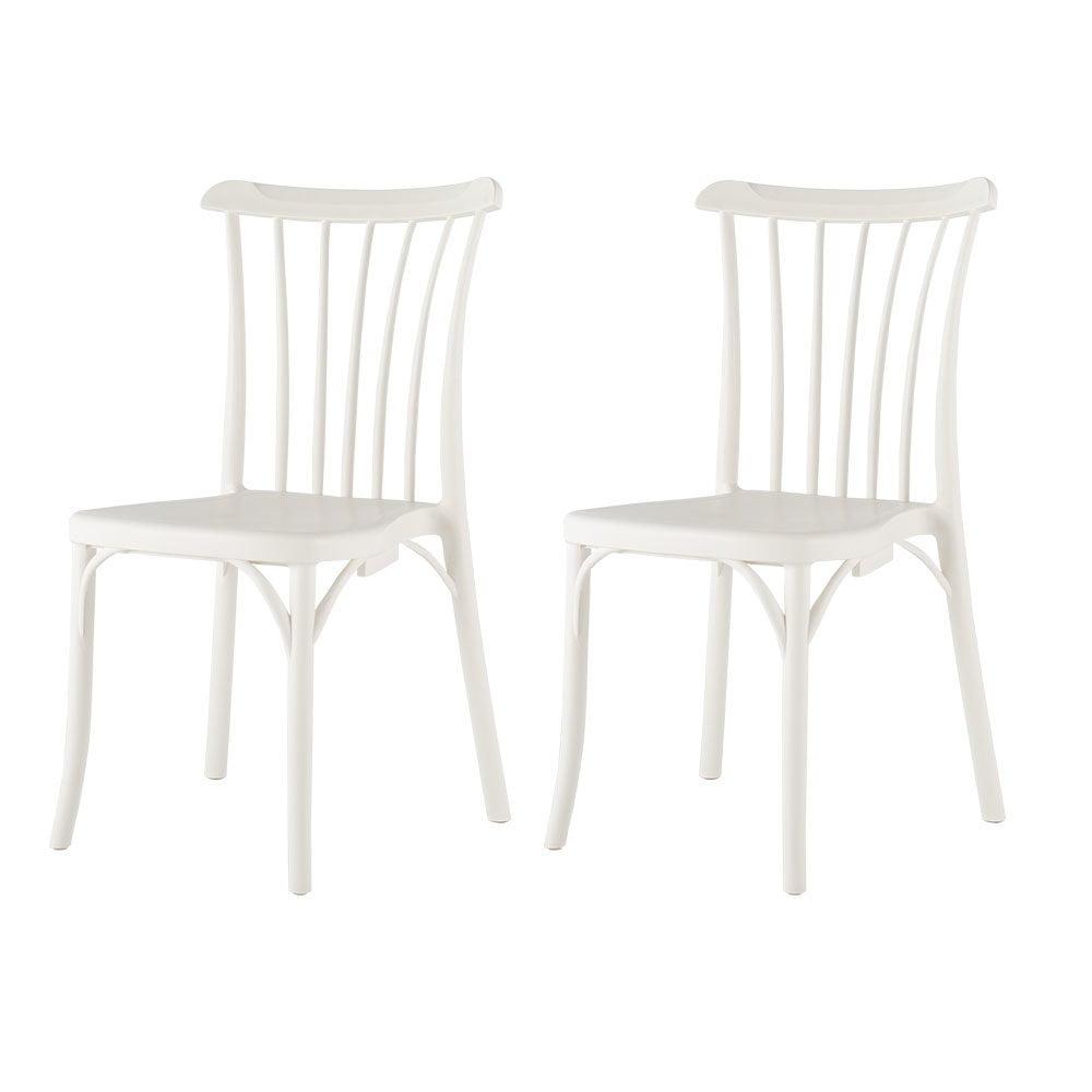 White Resin High Back Armless Side Chair Set