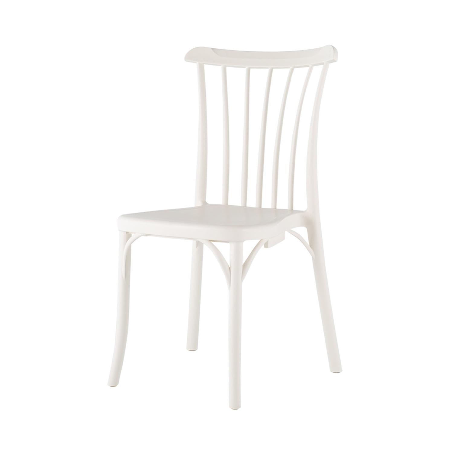 White Resin High Back Armless Side Chair Set