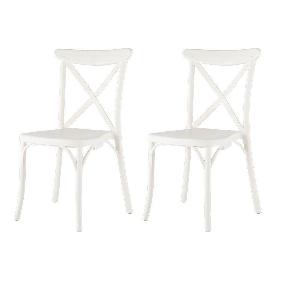 Xenia 35" High White Cross-Back Resin Side Chair (Set of 2)