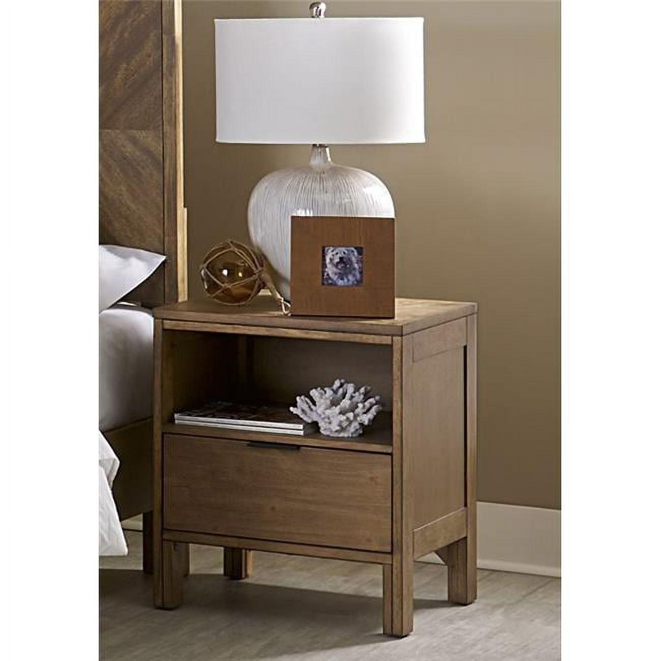 Rustic Jute-Brown Nightstand with Bronze Hardware - 20"W x 17"D x 24"H