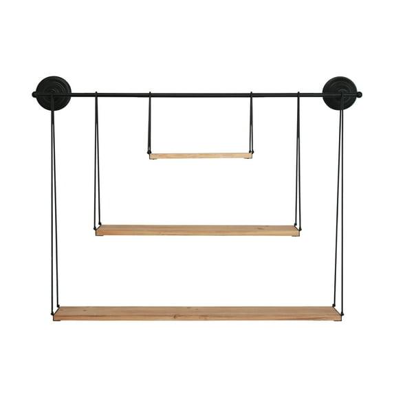 Stratton Home Decor 3 Tier Metal and Wood Wall Shelf