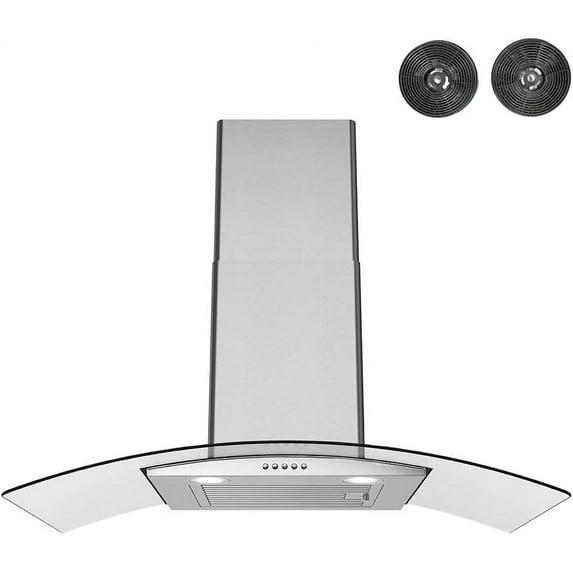 Streamline Largo 36" 220 Cubic Feet Per Minute Ductless Wall Mount Range Hood with Baffle Filter and Light Included