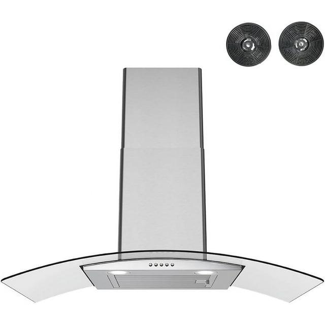 Streamline Largo 36" 220 Cubic Feet Per Minute Ductless Wall Mount Range Hood with Baffle Filter and Light Included