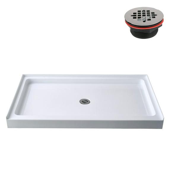 Streamline Bath Streamline 60 in. x 32 in. Alcove Acrylic Shower Base With Center Drain, Drain Included GB-516-68