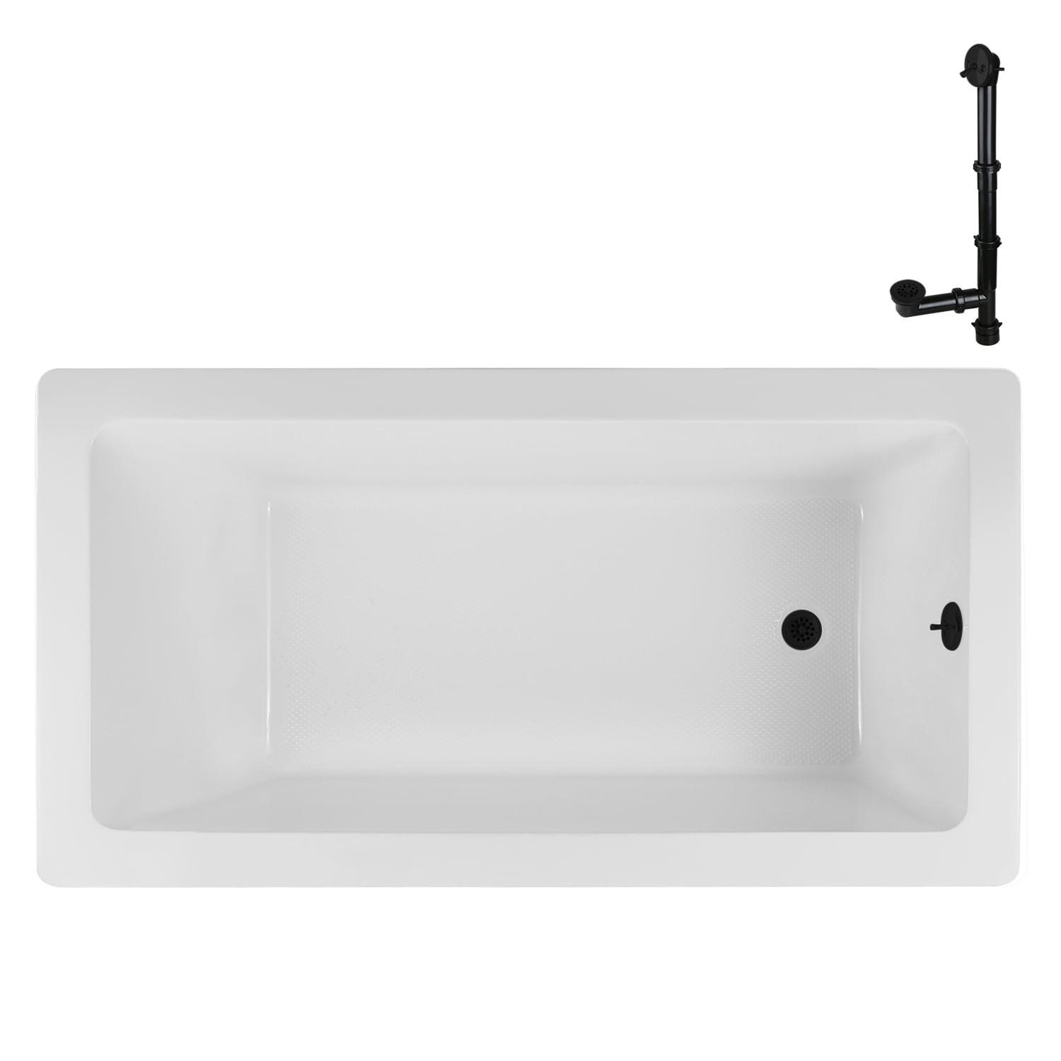 60" x 32" Acrylic Soaking Drop-In Bathtub, Drain Included