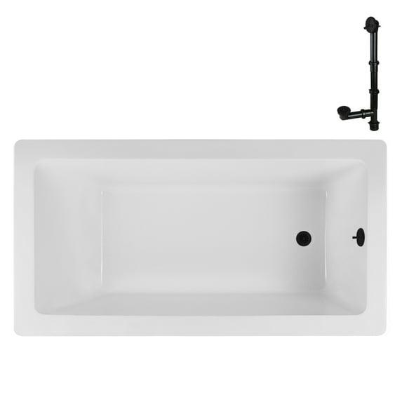60" x 32" Acrylic Soaking Drop-In Bathtub, Drain Included