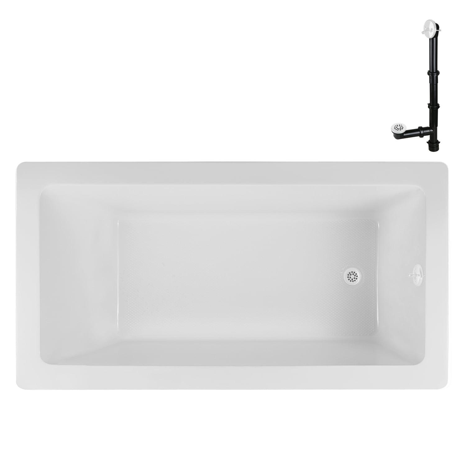 60" x 32" Acrylic Soaking Drop-In Bathtub, Drain Included