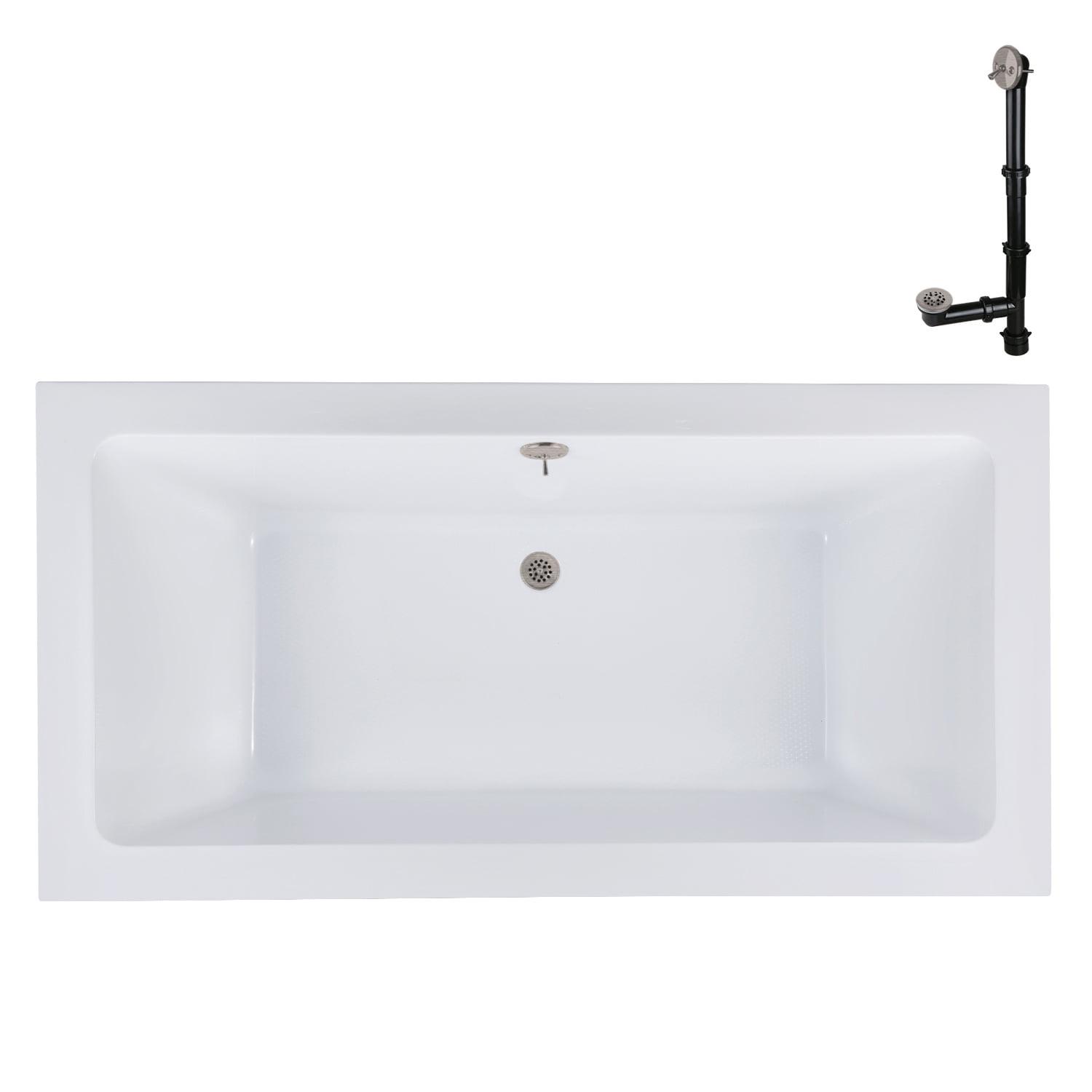 60" x 32" Acrylic Soaking Drop-In Bathtub, Drain Included