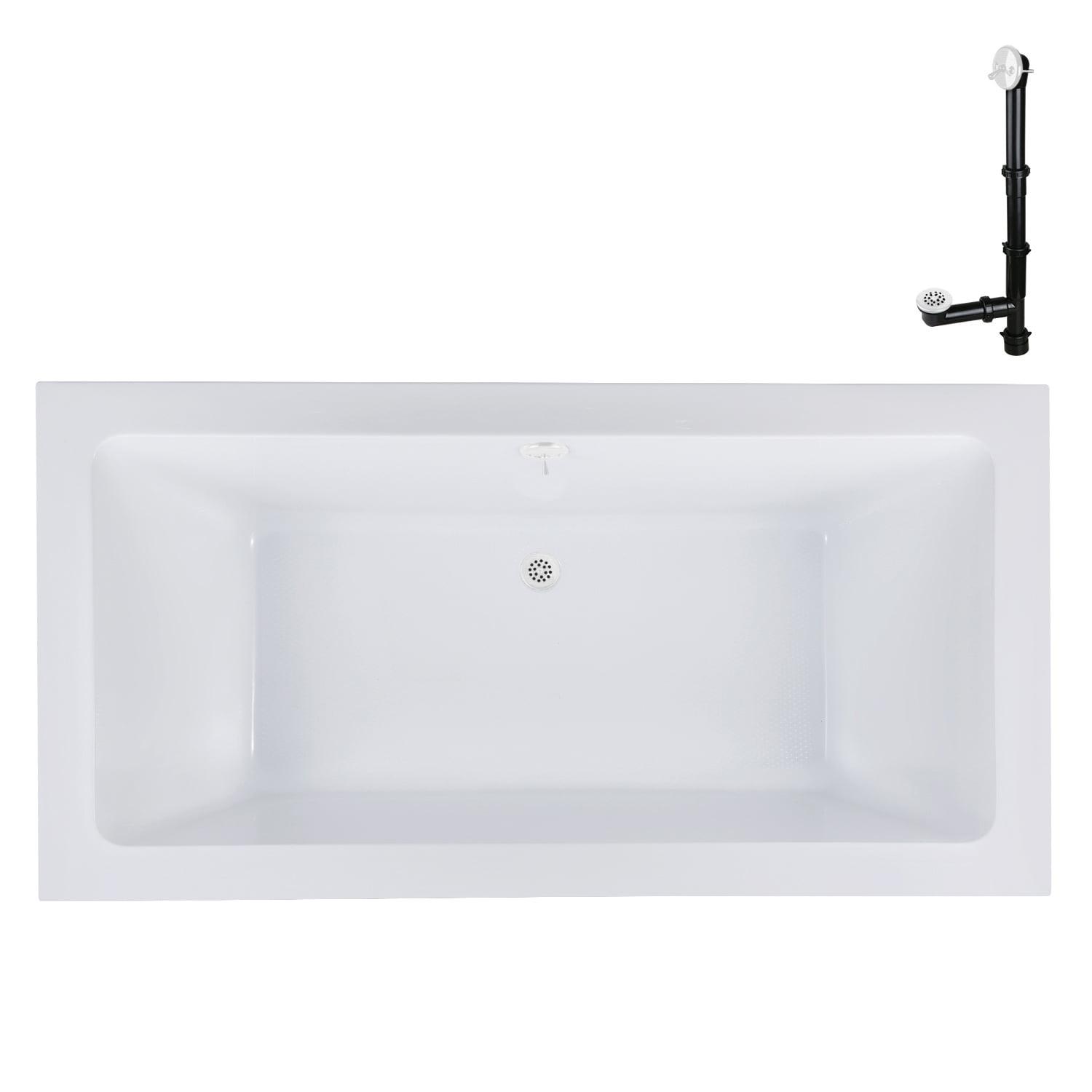 60" x 32" Acrylic Soaking Drop-In Bathtub, Drain Included