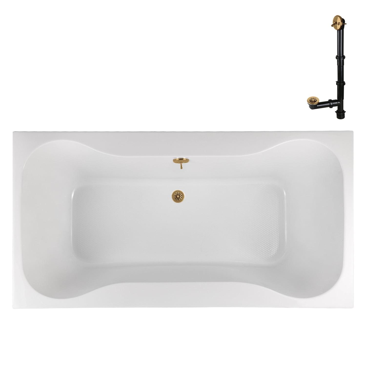 72'' x 36'' Acrylic Soaking Drop-In Bathtub, Drain Included