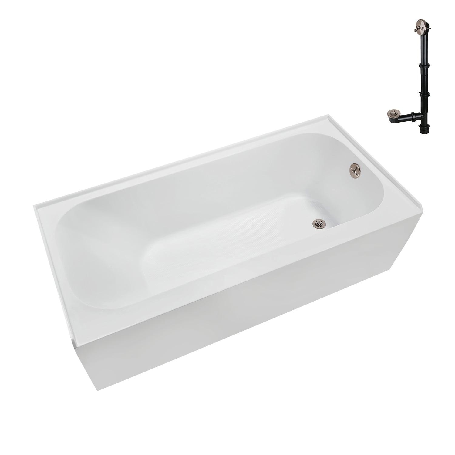 Streamline 60 in. x 30 in. Acrylic Right-Hand Drain Alcove Bathtub in Glossy White With External Drain