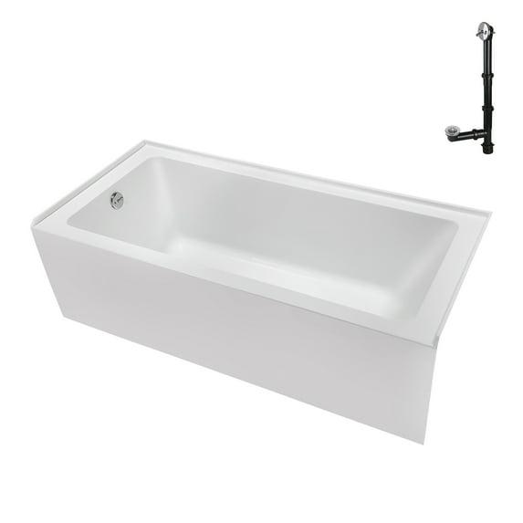 Streamline Bath Streamline 60 in. x 30 in. Acrylic Left-Hand Drain Alcove Bathtub in Glossy White With External Drain NAL-5320-CH