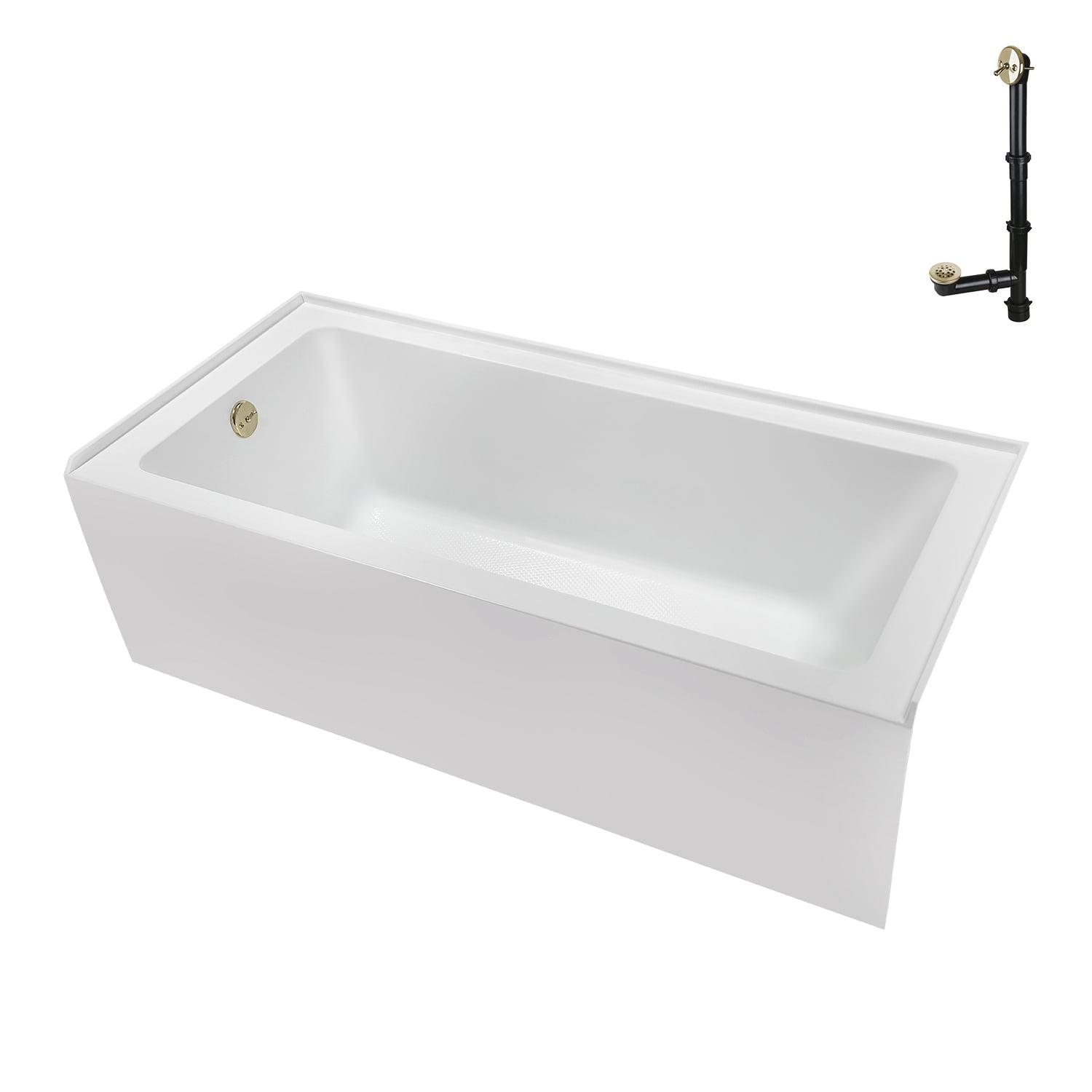 Streamline Bath Streamline 60 in. x 30 in. Acrylic Left-Hand Drain Alcove Bathtub in Glossy White With External Drain NAL-5320-PBR