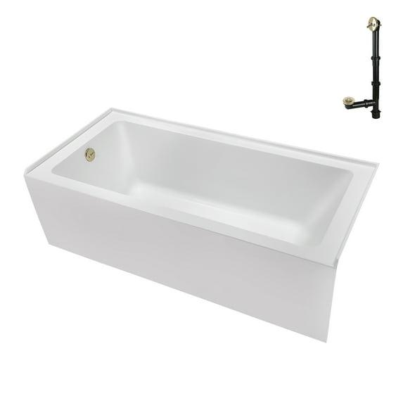 Streamline Bath Streamline 60 in. x 30 in. Acrylic Left-Hand Drain Alcove Bathtub in Glossy White With External Drain NAL-5320-PBR